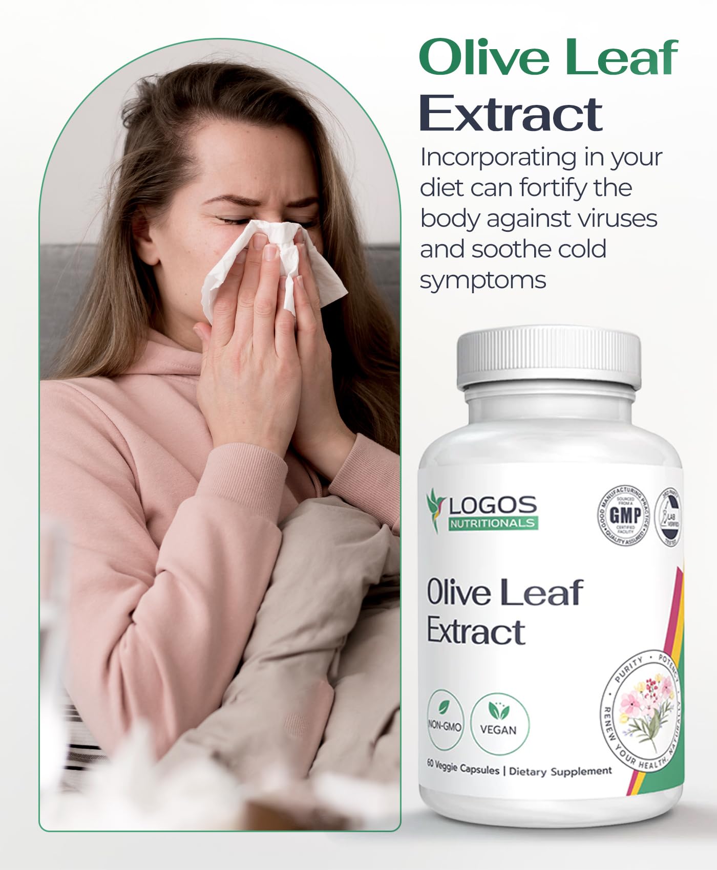 logos nutritionals Olive Leaf Extract Capsules 60 Count
