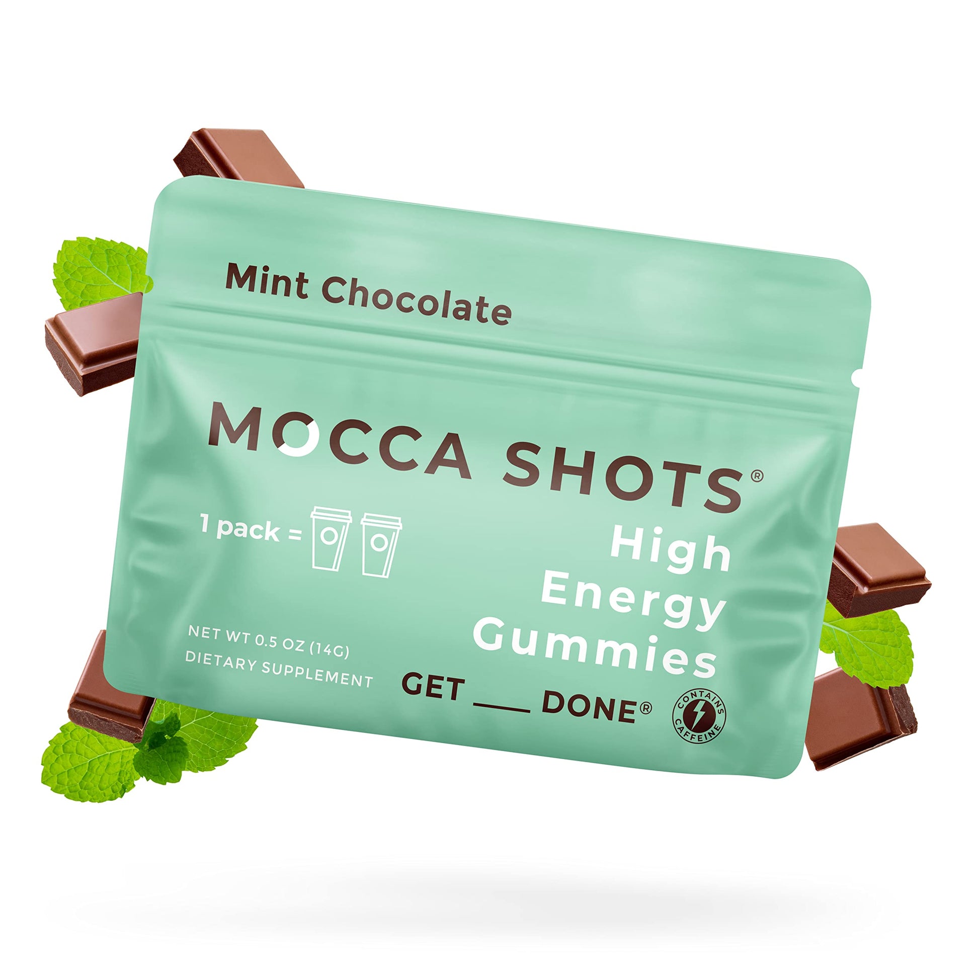 SGC Highest Concentration 100 mg Caffeine per Gummy Mint Mocca Shots Plant-Based Instant Energy with Herbal Nootropics, 6-Count