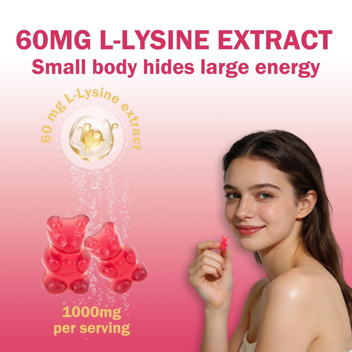 Klinovium L-Lysine Gummies 1000 mg, 60 Count