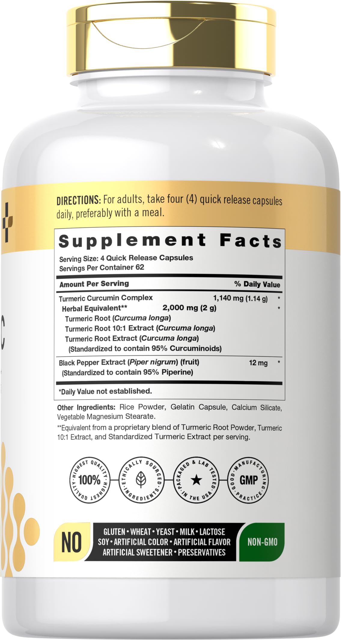 Doctor's Way Turmeric Curcumin Supplement Capsules 250 Capsules with Black Pepper Extract 95% Curcuminoids Non-GMO Gluten Free