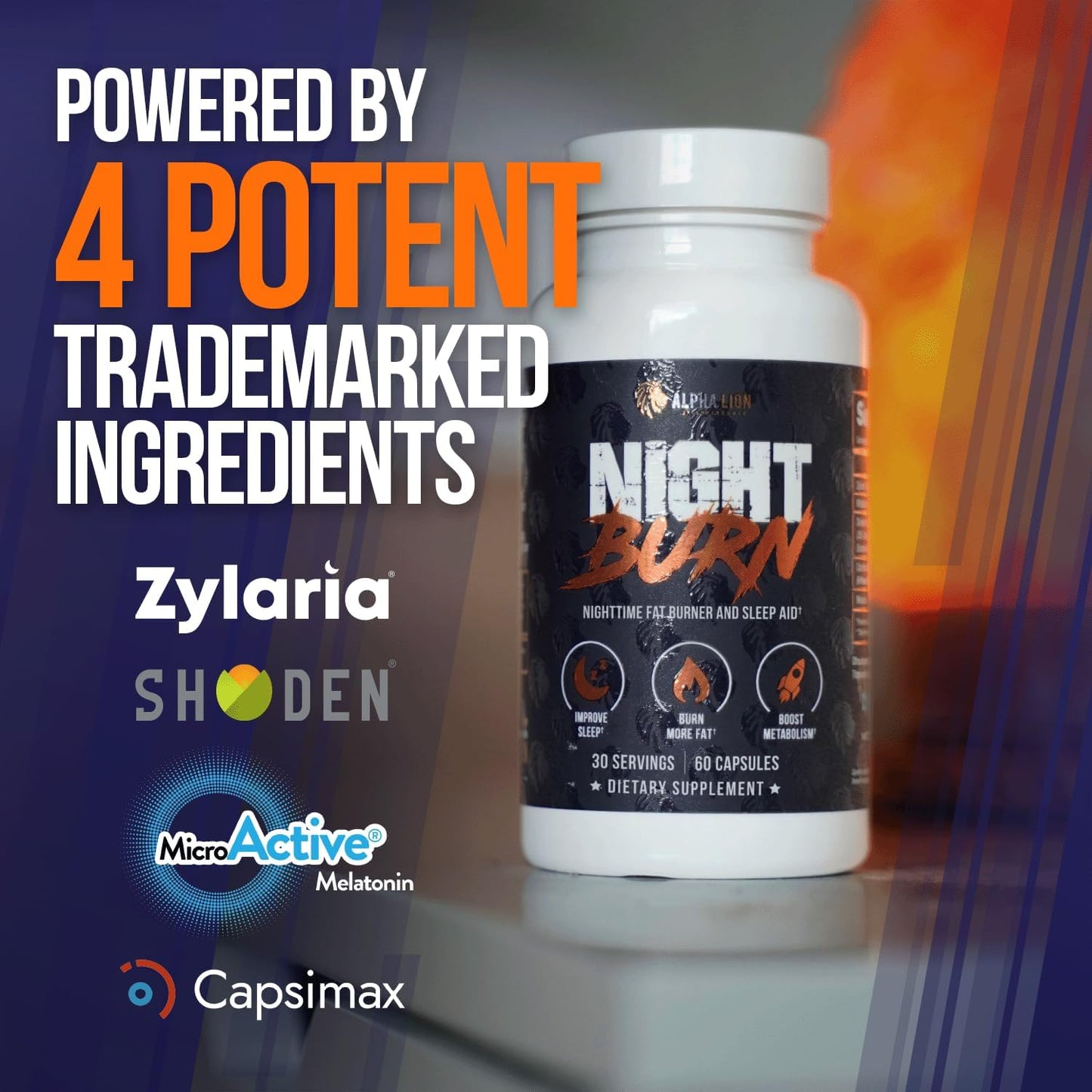 ALPHA LION Night Burn Metabolism Booster Capsule, 60 Count