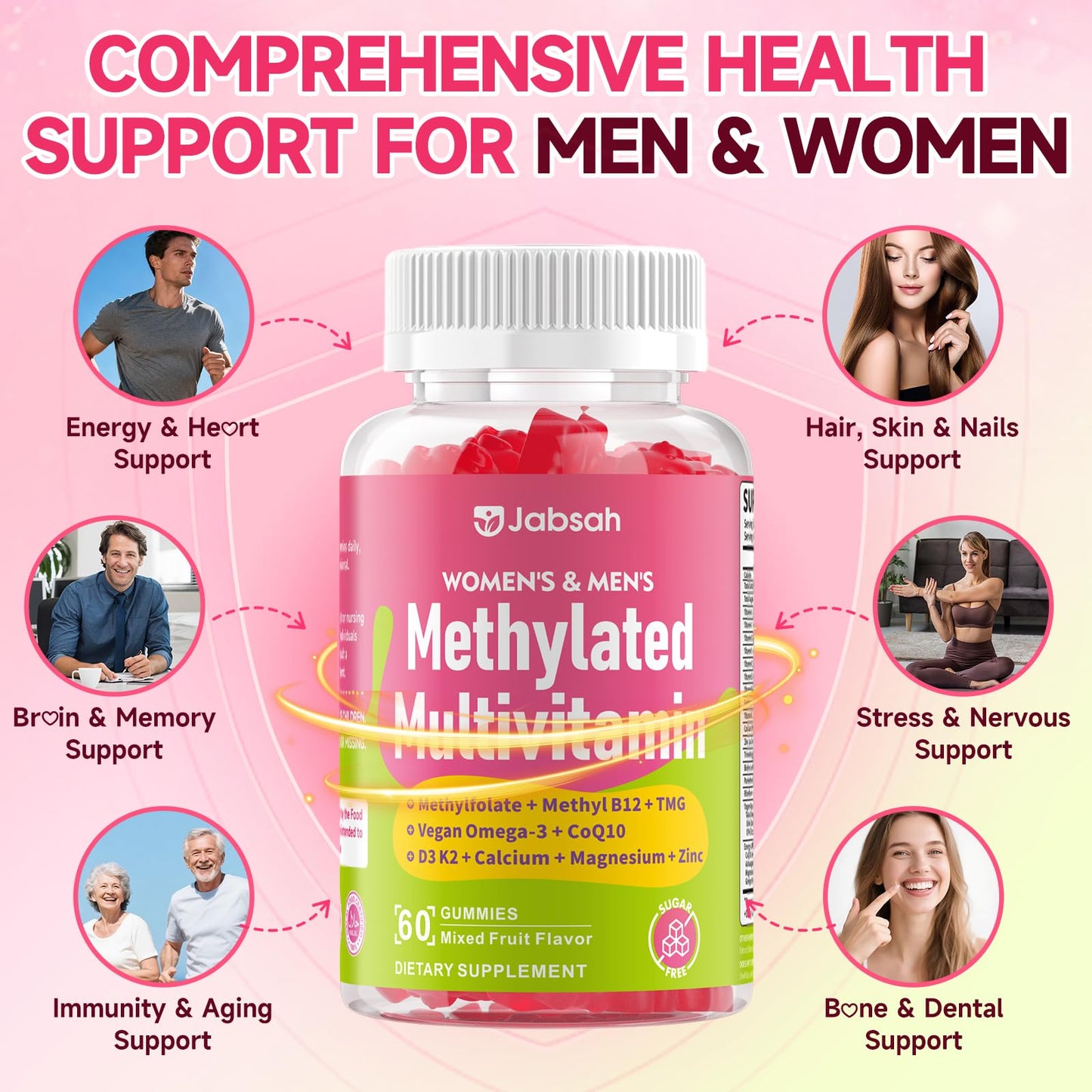 Jabsah Methylated Vitamin B Complex Gummies, 60 Count