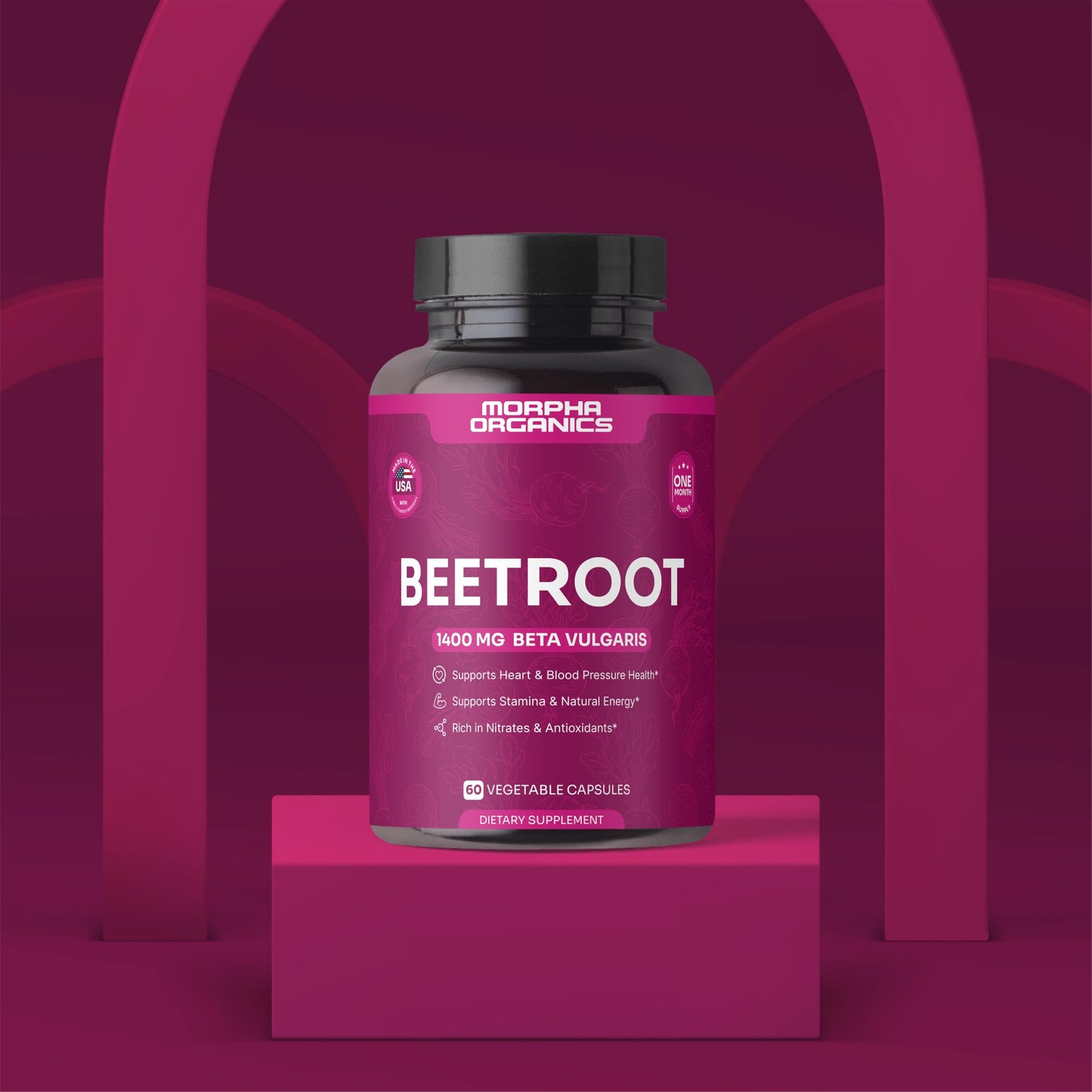 Morpha Organics Organic Beet Root Capsules, 60 Count