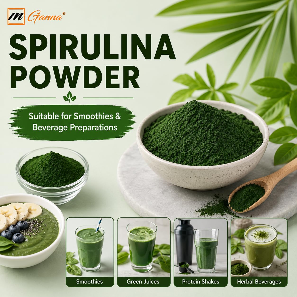 mGanna Spirulina Powder 8 oz