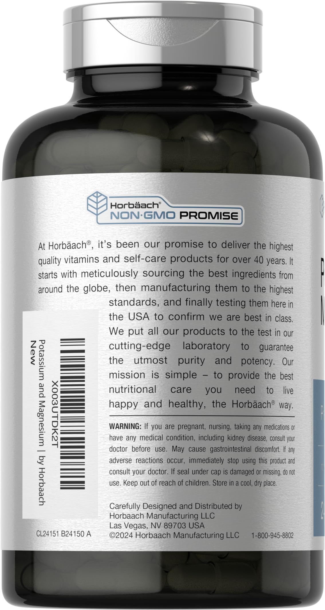 Horbäach Potassium Magnesium Supplement 240 Capsules
