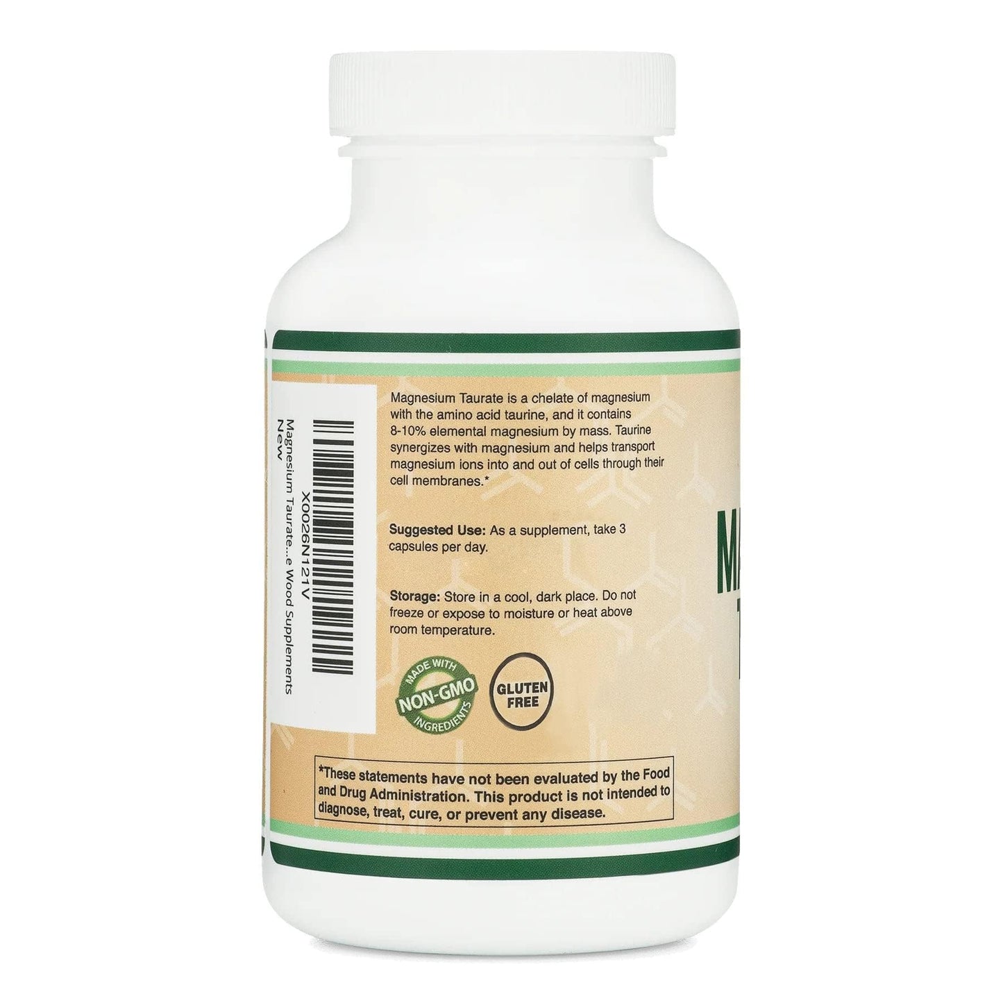 Double Wood Supplements Magnesium Taurate 1,500mg Capsules, 210 Count