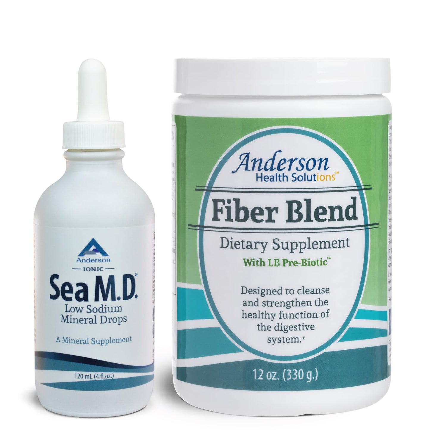 Mineral Resources International, Inc. Ultimate Health Boost Bundle (Trace Minerals Drops & Fiber Blend) Powder, 2