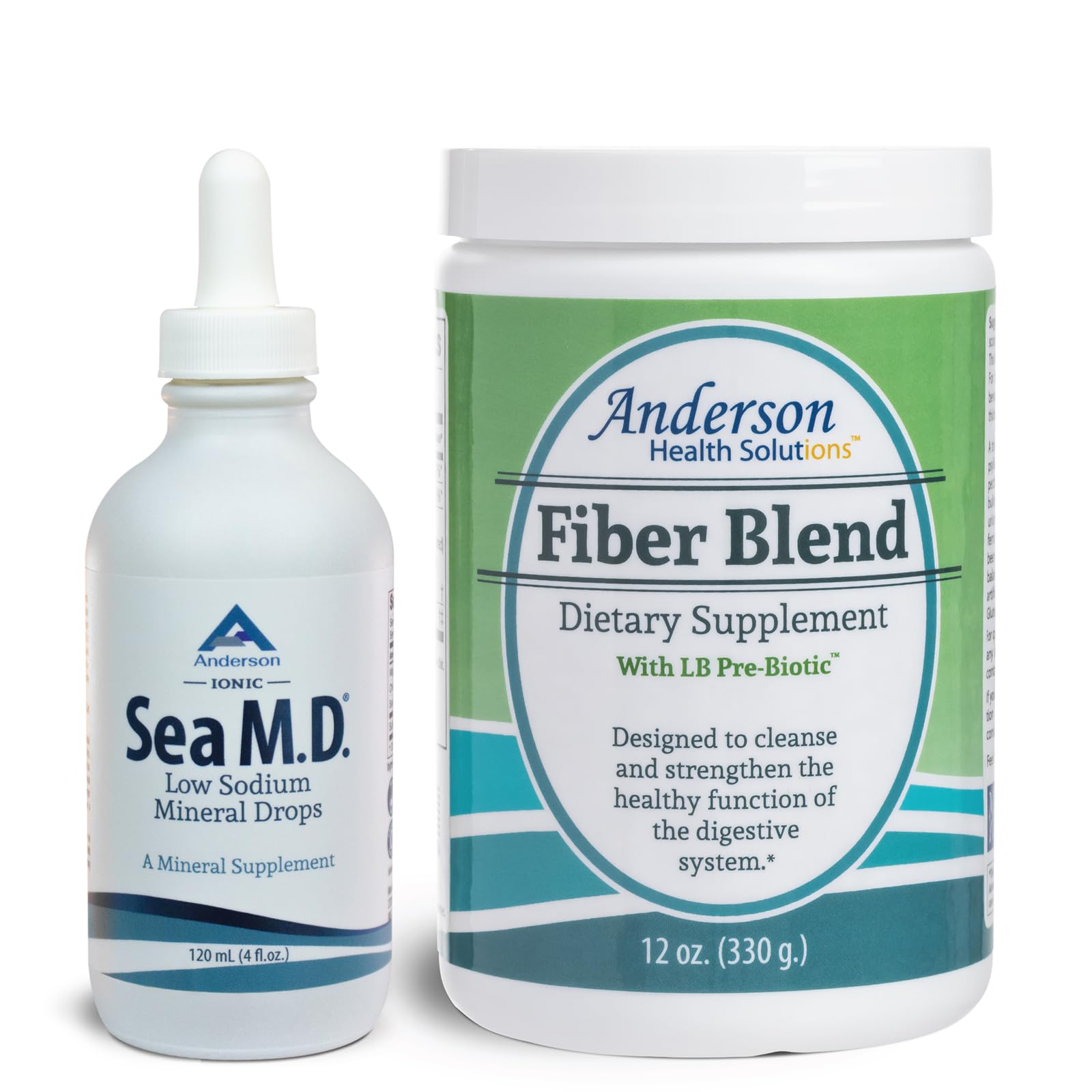 Mineral Resources International, Inc. Ultimate Health Boost Bundle (Trace Minerals Drops & Fiber Blend) Powder, 2