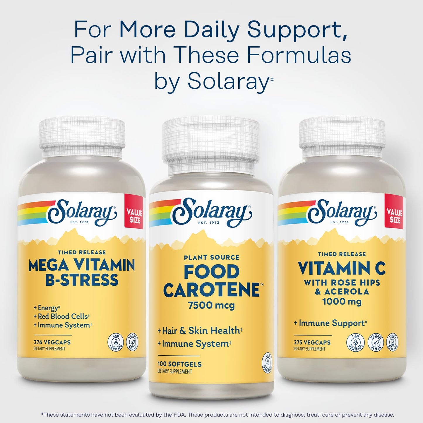 Solaray Food Carotene Vitamin A as Beta Carotene 25000IU Softgels 100