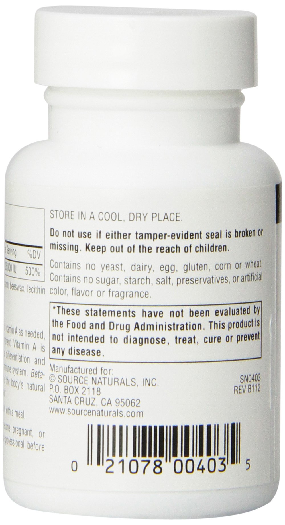 Source Naturals Beta Carotene 25000 iu Softgels 100