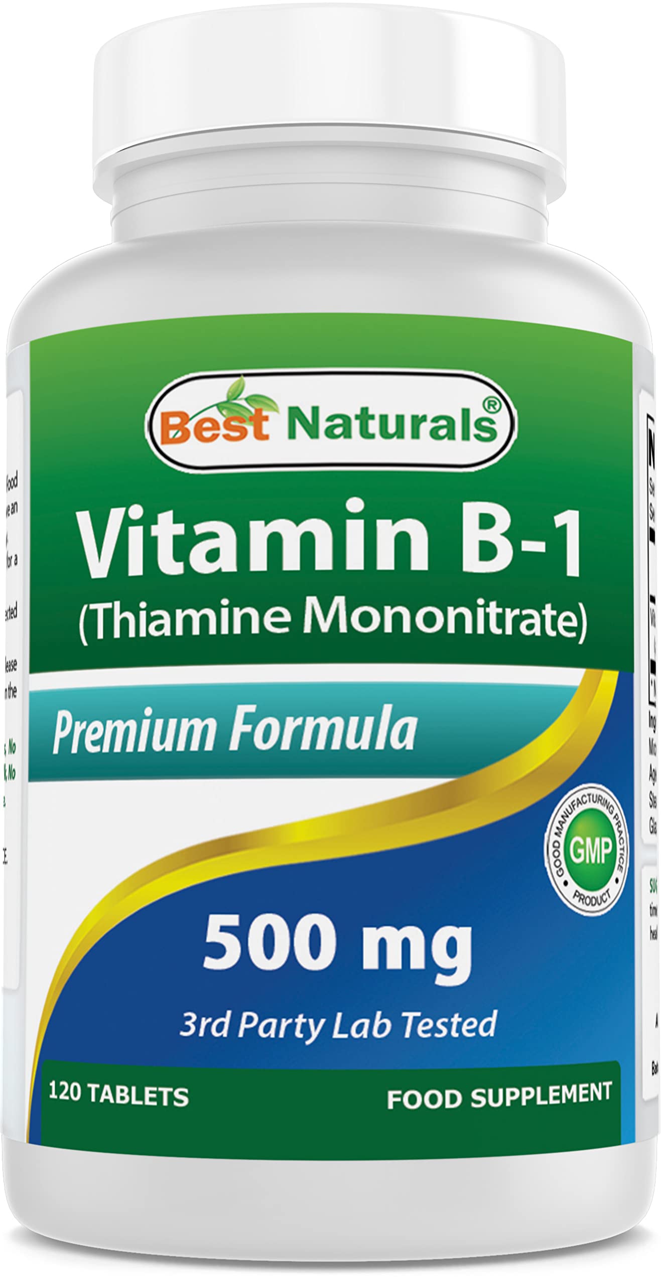 Best Naturals Vitamin B1 Thiamine Mononitrate 500 mg Tablet, 120 Tablets