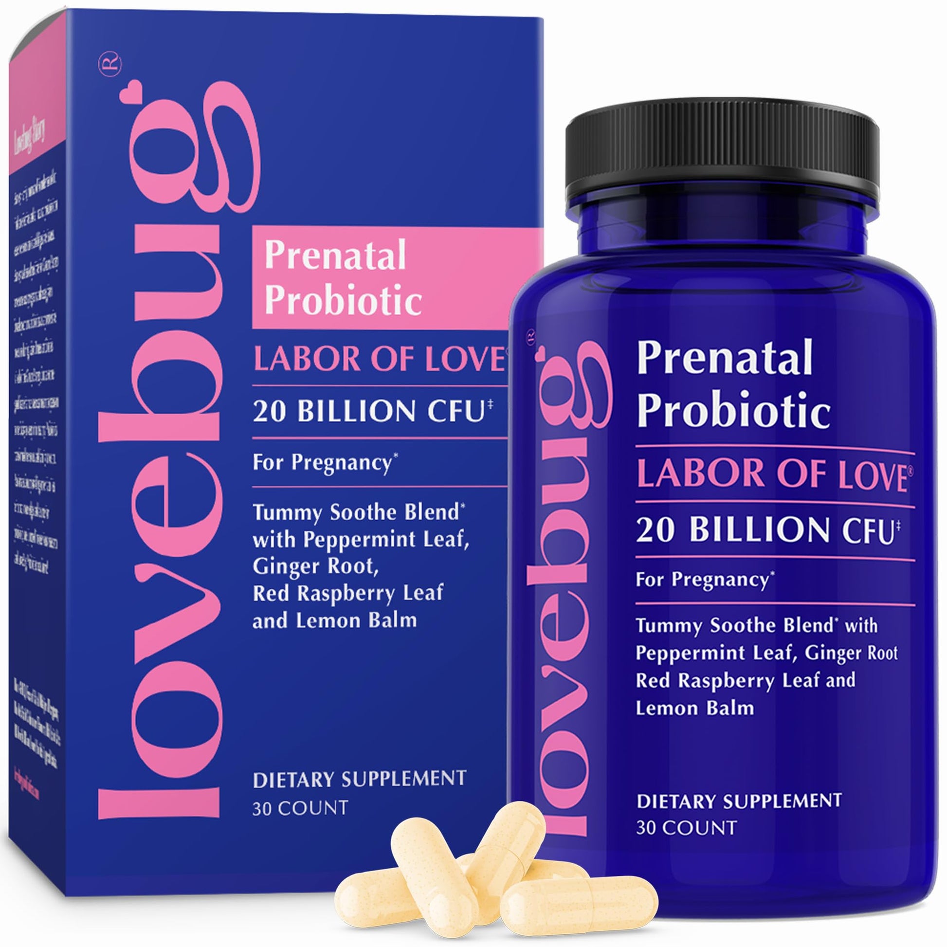 LOVEBUG Prenatal Probiotic Capsule, Multi-Strain 20 Billion CFU, 30 Count