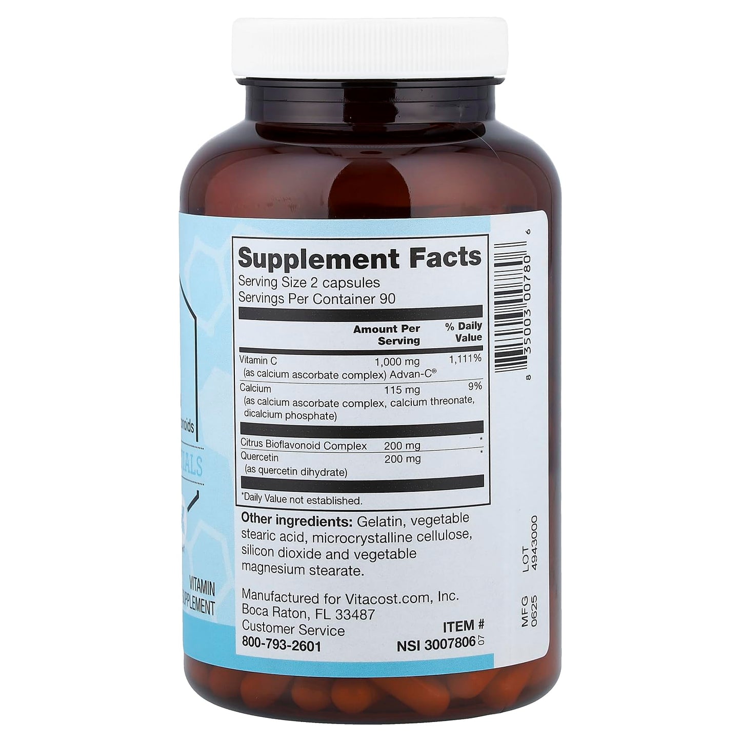 Vitacost Synergy Advan-C Including Quercetin & Bioflavonoids Capsules 180 Capsules