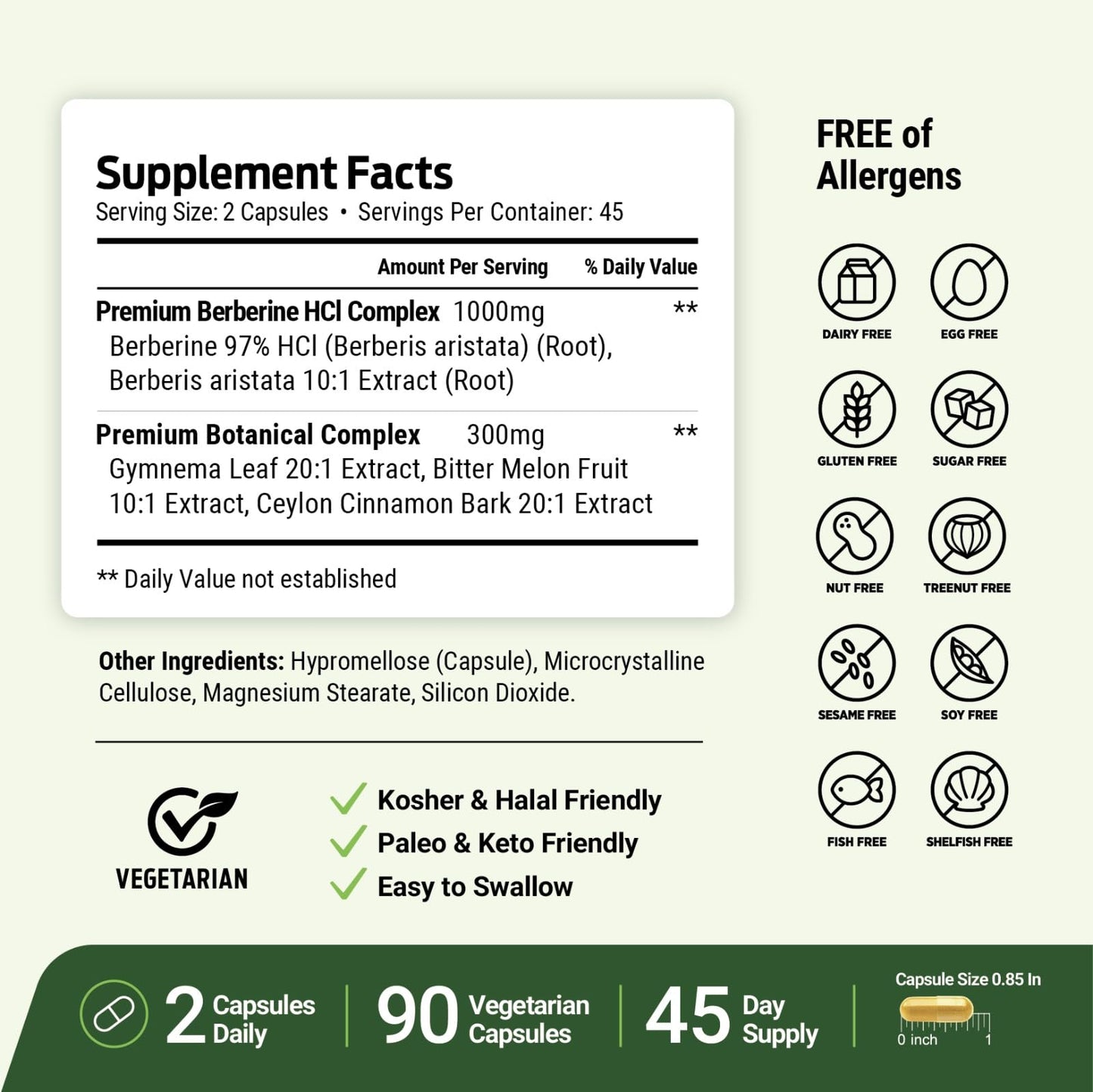ForestLeaf Berberine Supplement Capsule, 90 Count