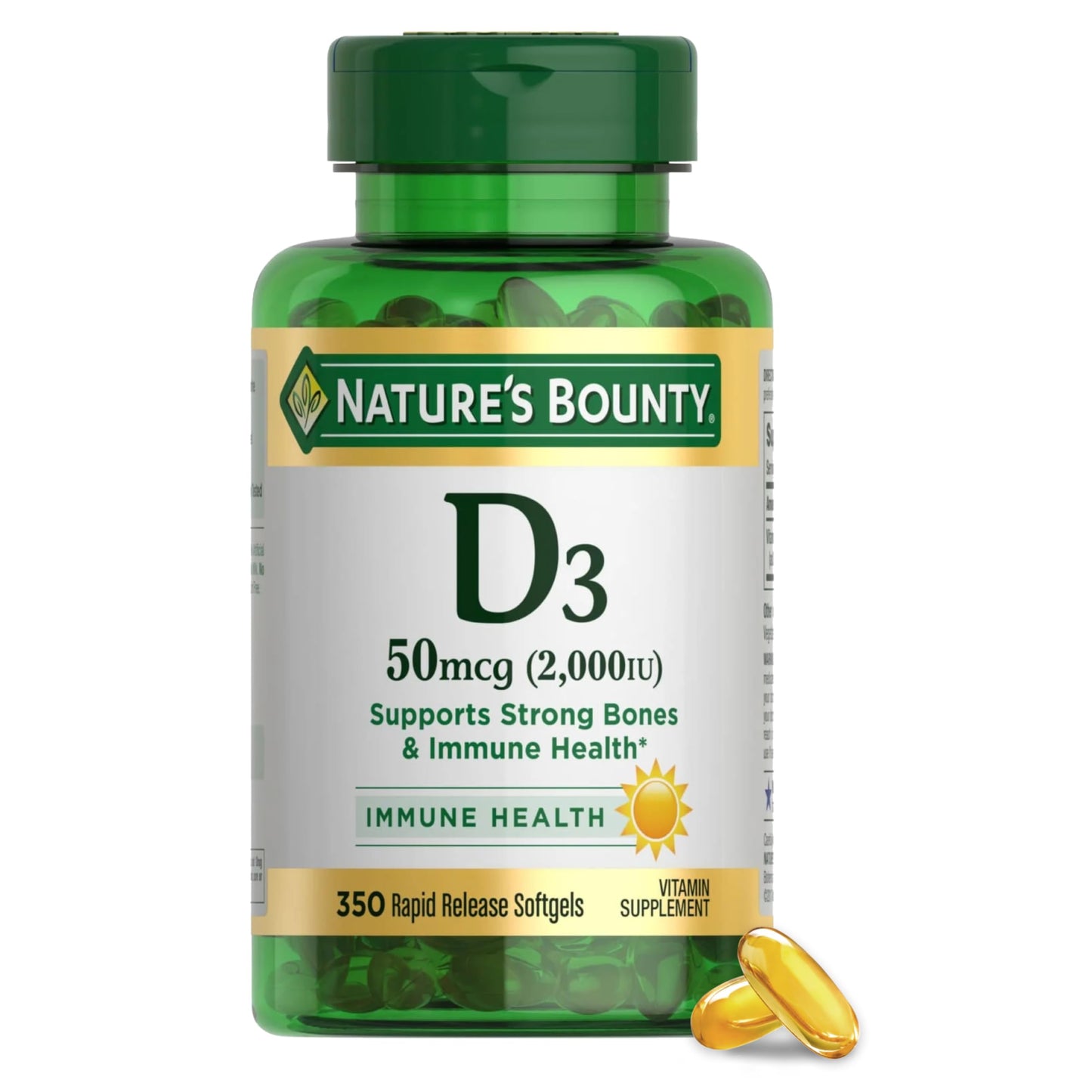 Nature's Bounty Vitamin D3 2000 IU Softgels 350 Count