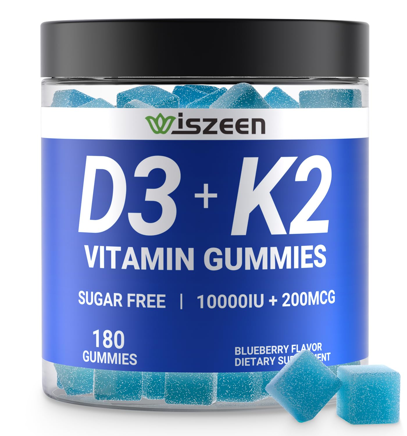Wiszeen Vitamin D3 K2 Gummies, Vitamin D3 10000 IU & Vitamin K2 (MK-7) 200 mcg, 180 Count
