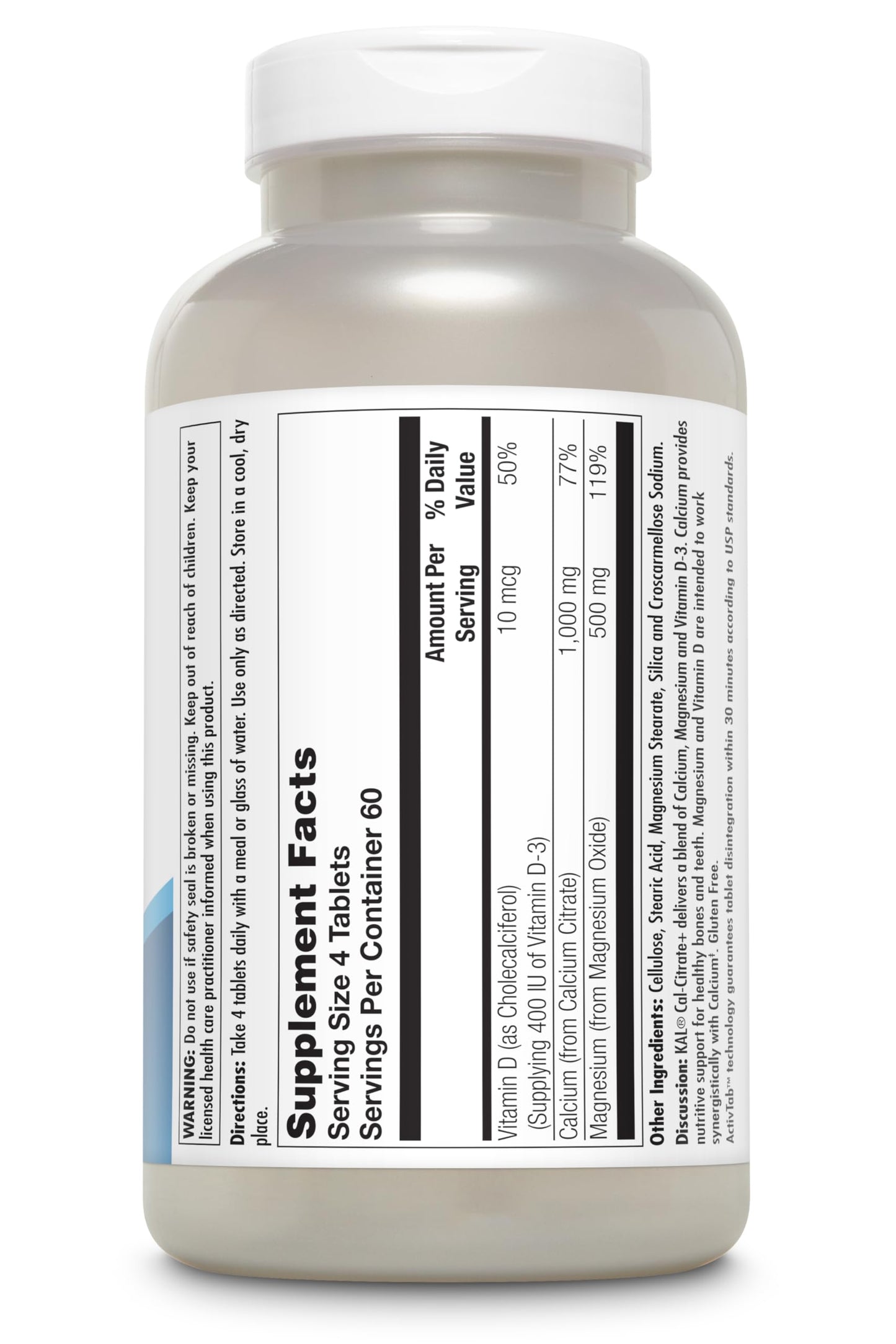 KAL Cal-Citrate+ Calcium Citrate Plus Vitamin D-3 and 500 mg Magnesium Tablets, 240 Count