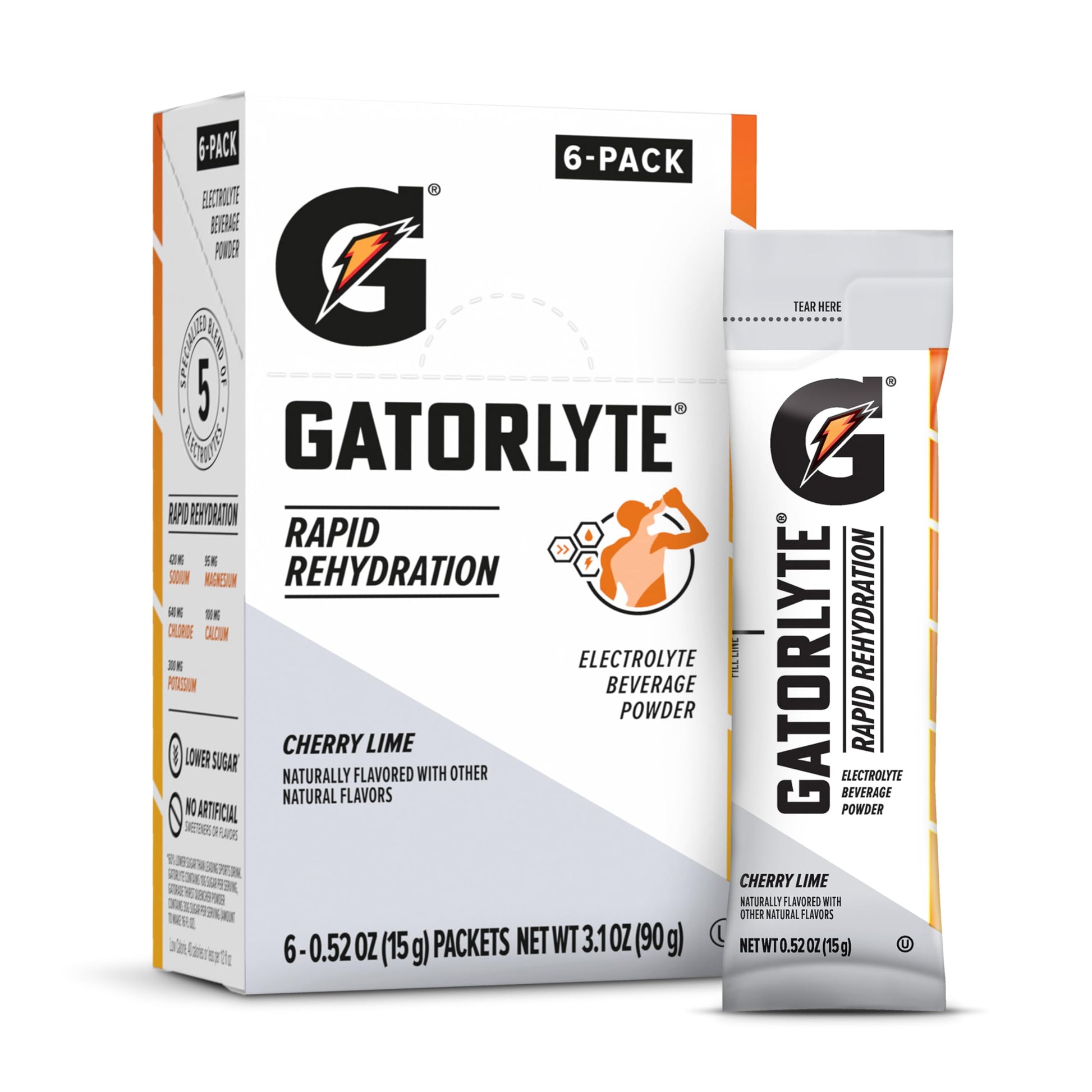Gatorlyte Powder Cherry Lime 3.18 oz, Pack of 6
