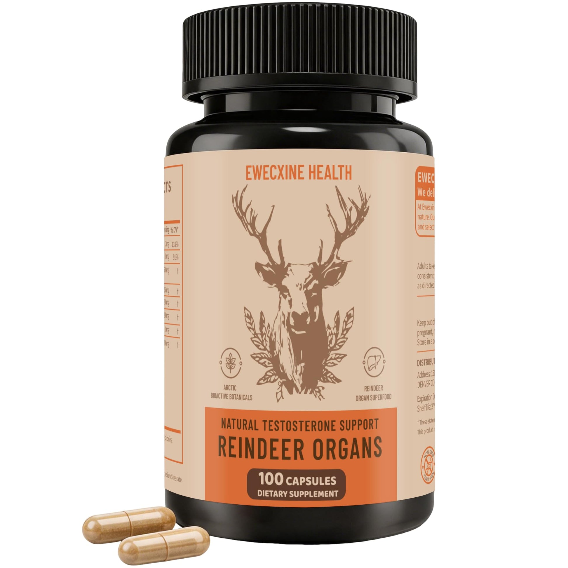 Ewecxine Reindeer Organ Supplement for Men Capsules, 100 Count
