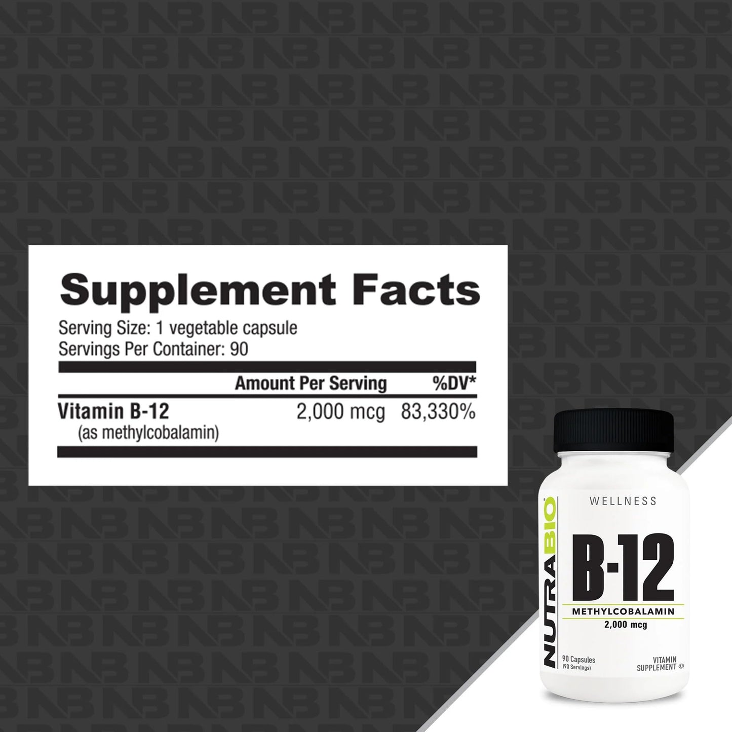NutraBio Methyl B-12 Vitamin Supplement, 90 Vegetable Capsules