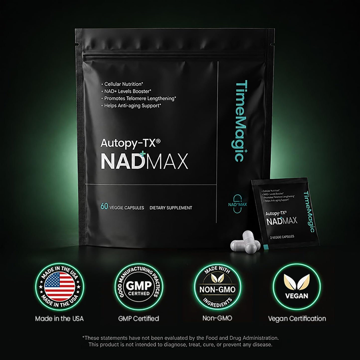Timeshop TimeMagic NAD+ Supplement – NMN Supplement Alternative for Women and Men – Supports Anti-Aging & Cellular Energy 60 Capsules