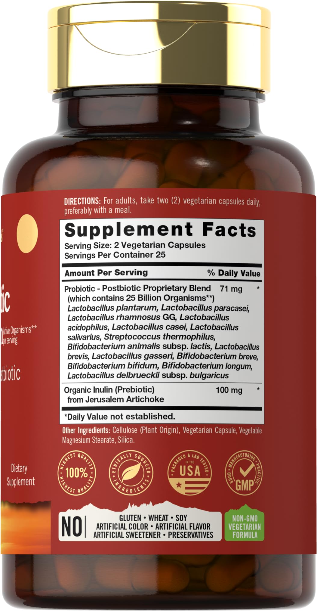 Tahoe Nutritionals Prebiotic, Probiotic & Postbiotic 25 Billion CFU Capsules, 50 Count
