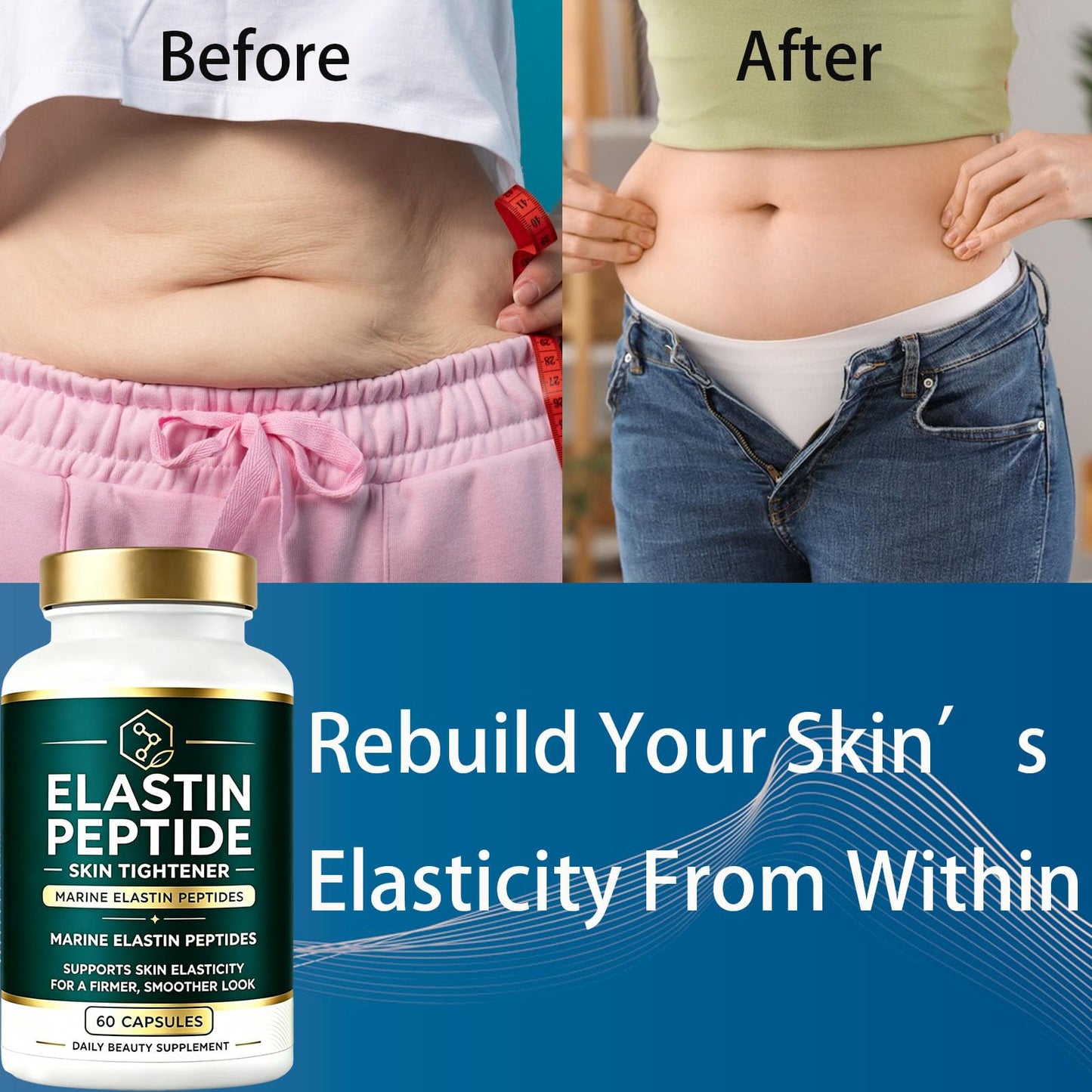 Keikeyo Elastin Peptides Marine Elastin Peptide Skin Tightening Formula from Wild-Caught Fish, Rebuilds Snap-Back, Firms from Within Capsule, 1 Count