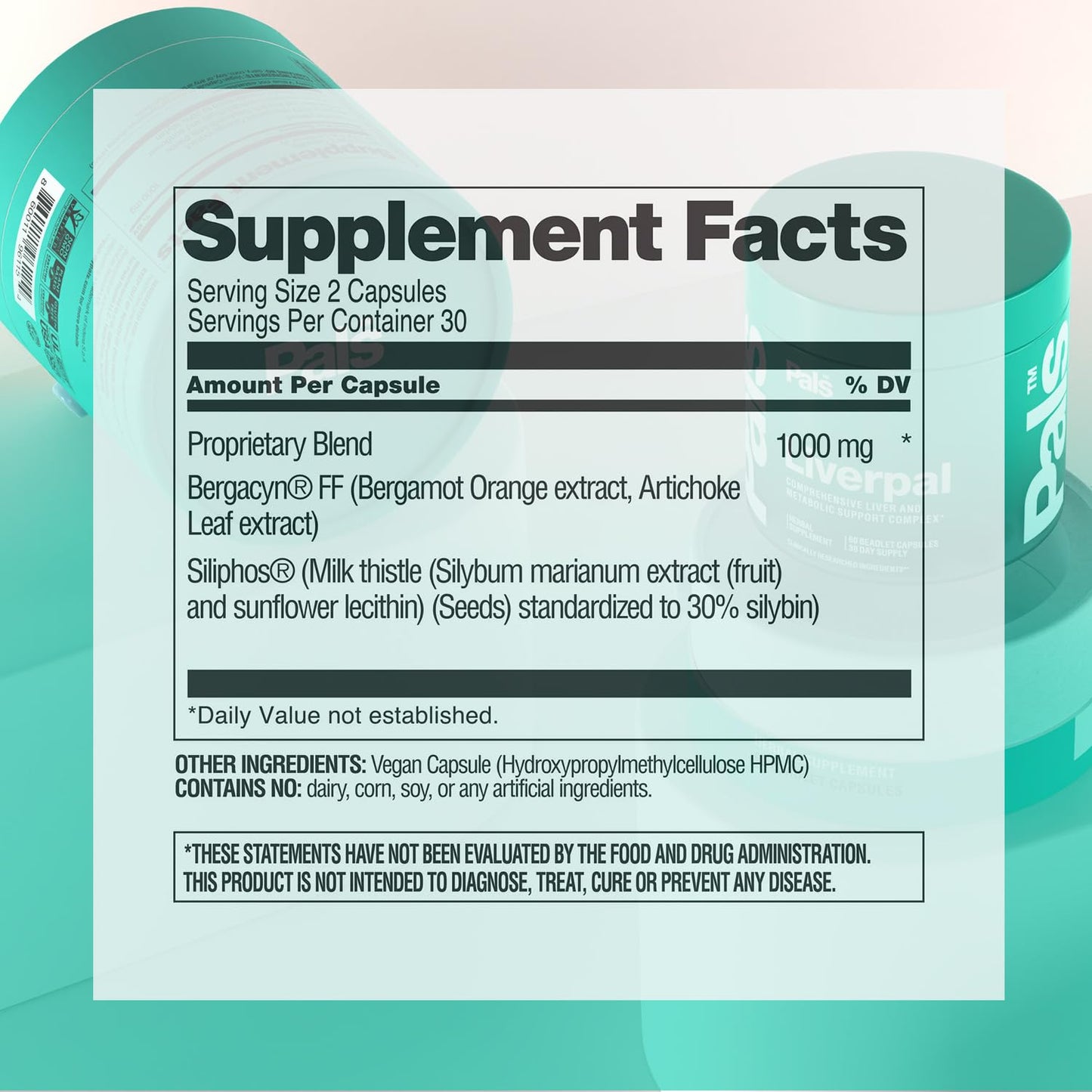 PALS Liver Cleanse Detox & Repair Vitamins with Artichoke & Silymarin 1000mg, 60 Capsules
