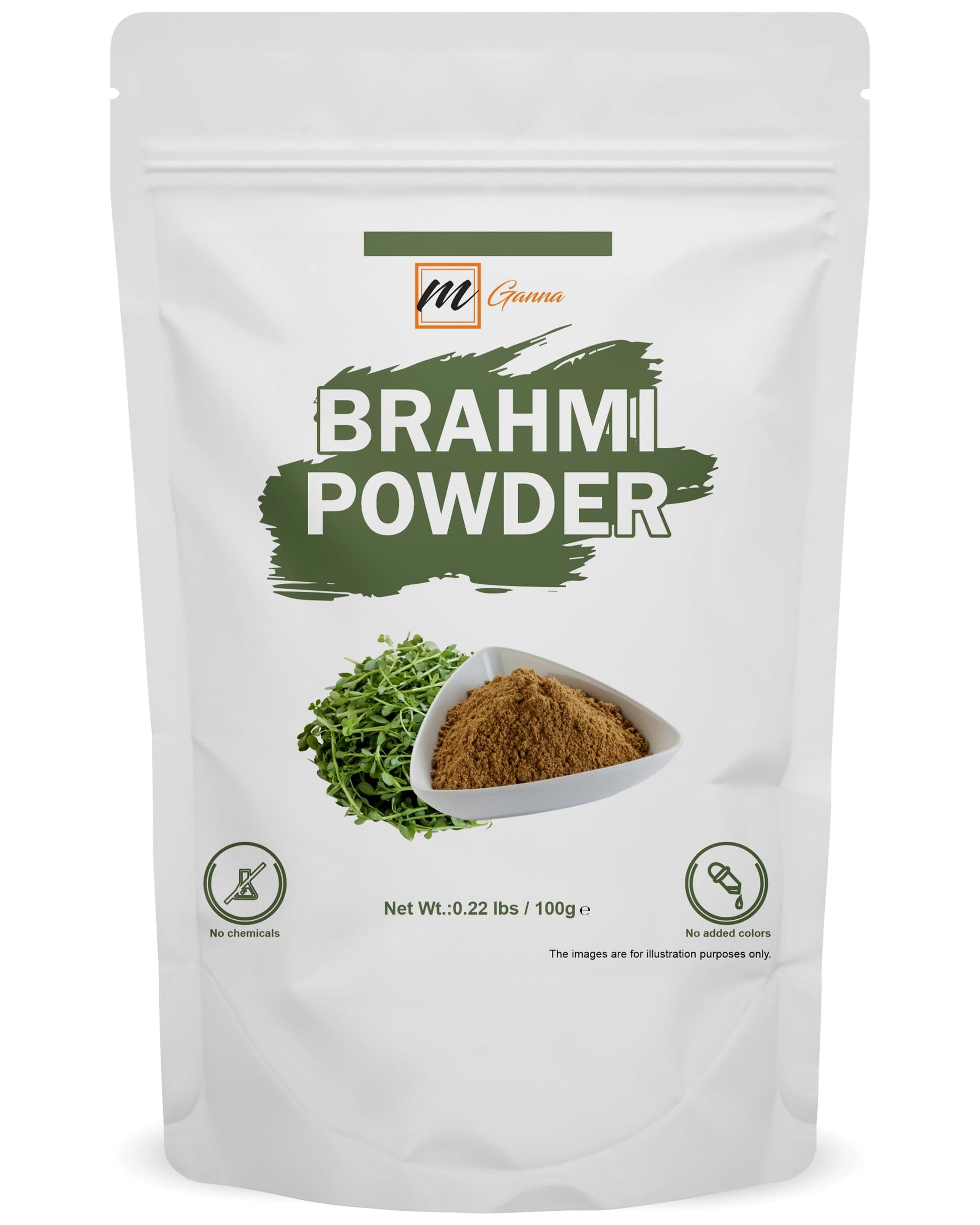mGanna 100% Pure and Natural Brahmi Powder, 3.52 Ounce