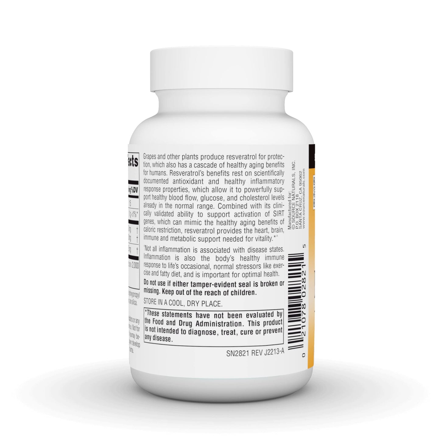 Source Naturals Resveratrol 550, Heart Support & Healthy Aging, 500 mg, 30 Tablets