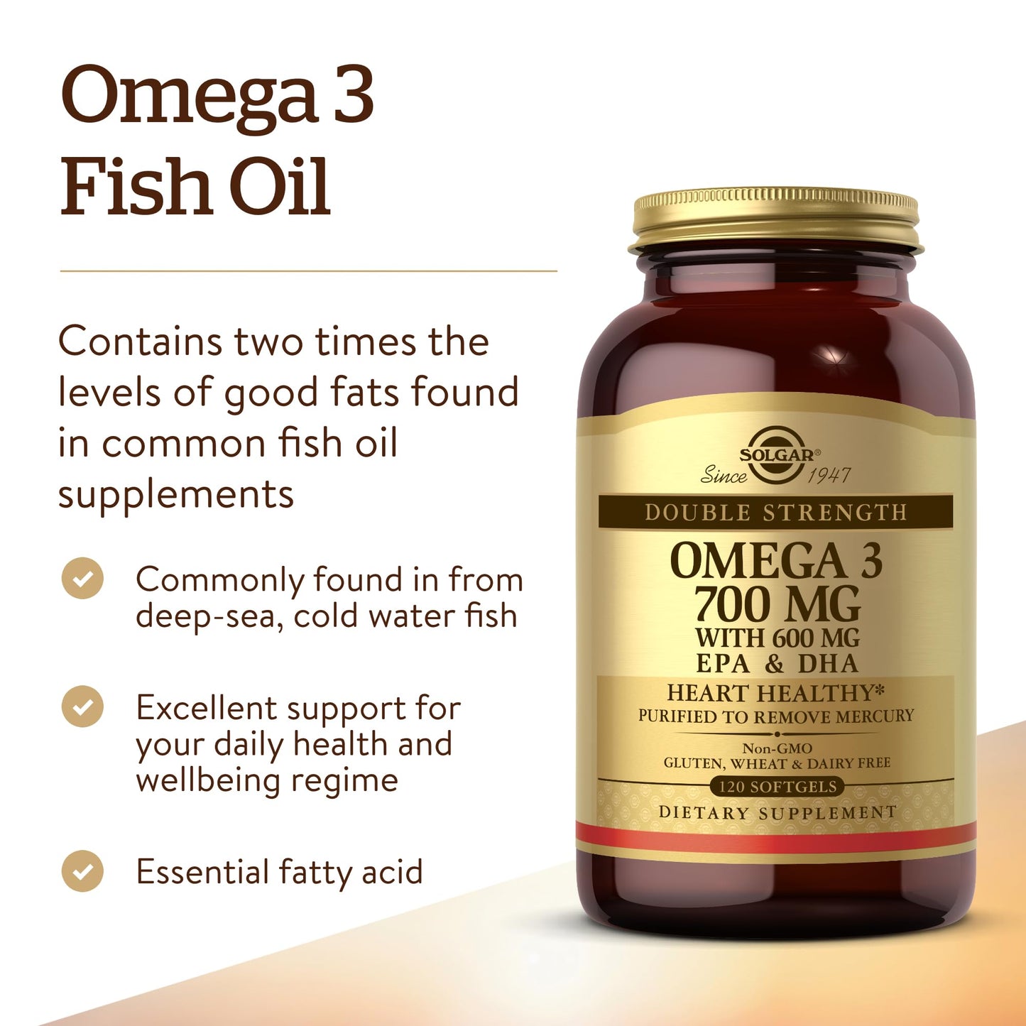 Solgar Double Strength Omega-3 700 mg Softgels, 120 Count