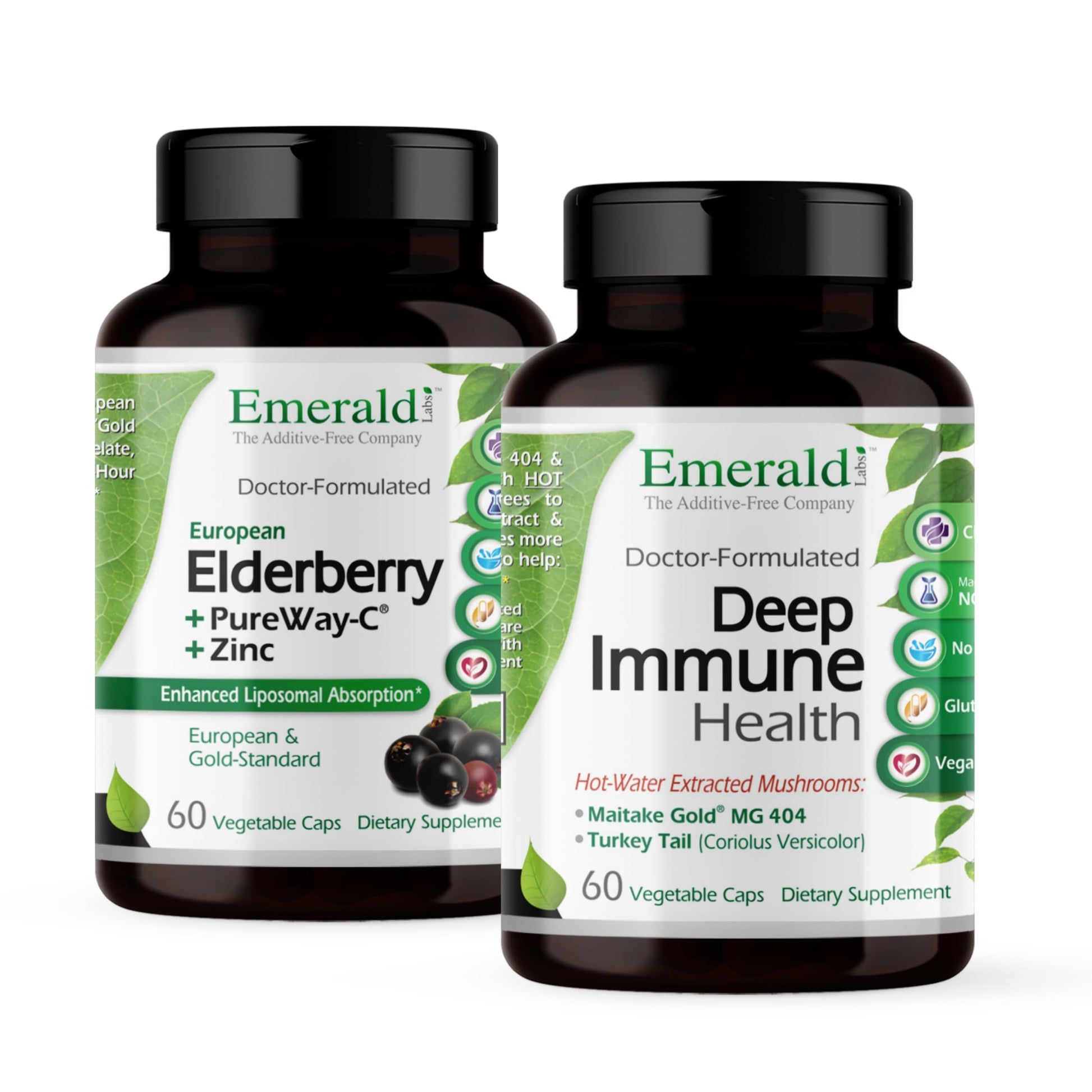EMERALD LABS Deep Immune Health & Elderberry Plus Bundle Capsules, 120 Count