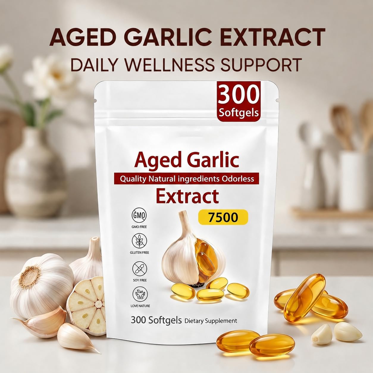 GROHESE Aged Garlic Extract Odorless Organic Garlic Extract Softgels 1 Count