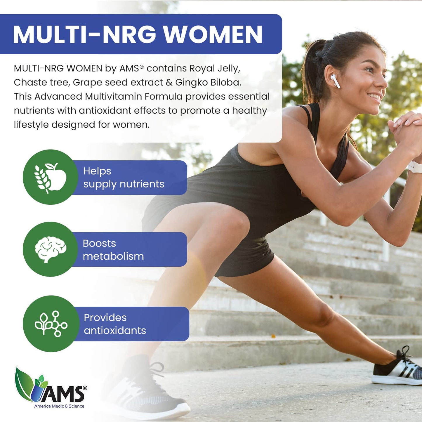 America Medic & Science Multivitamins for Women Multi-NRG Capsules, 45 Count