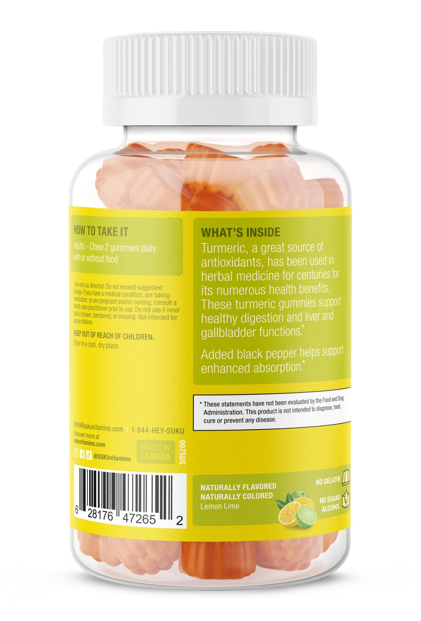 SUKU Turmeric Curcumin Sugar Free Gummies 50 Count