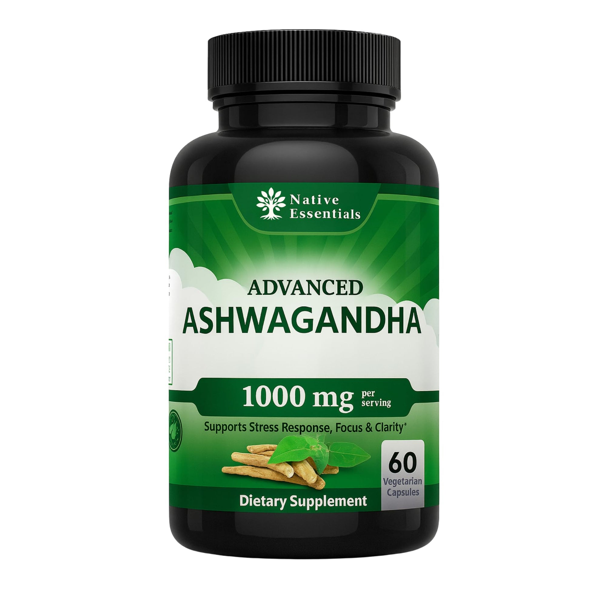 Native Essentials Ashwagandha 1000mg - Balance Energy Focus Support, 1 Capsule
