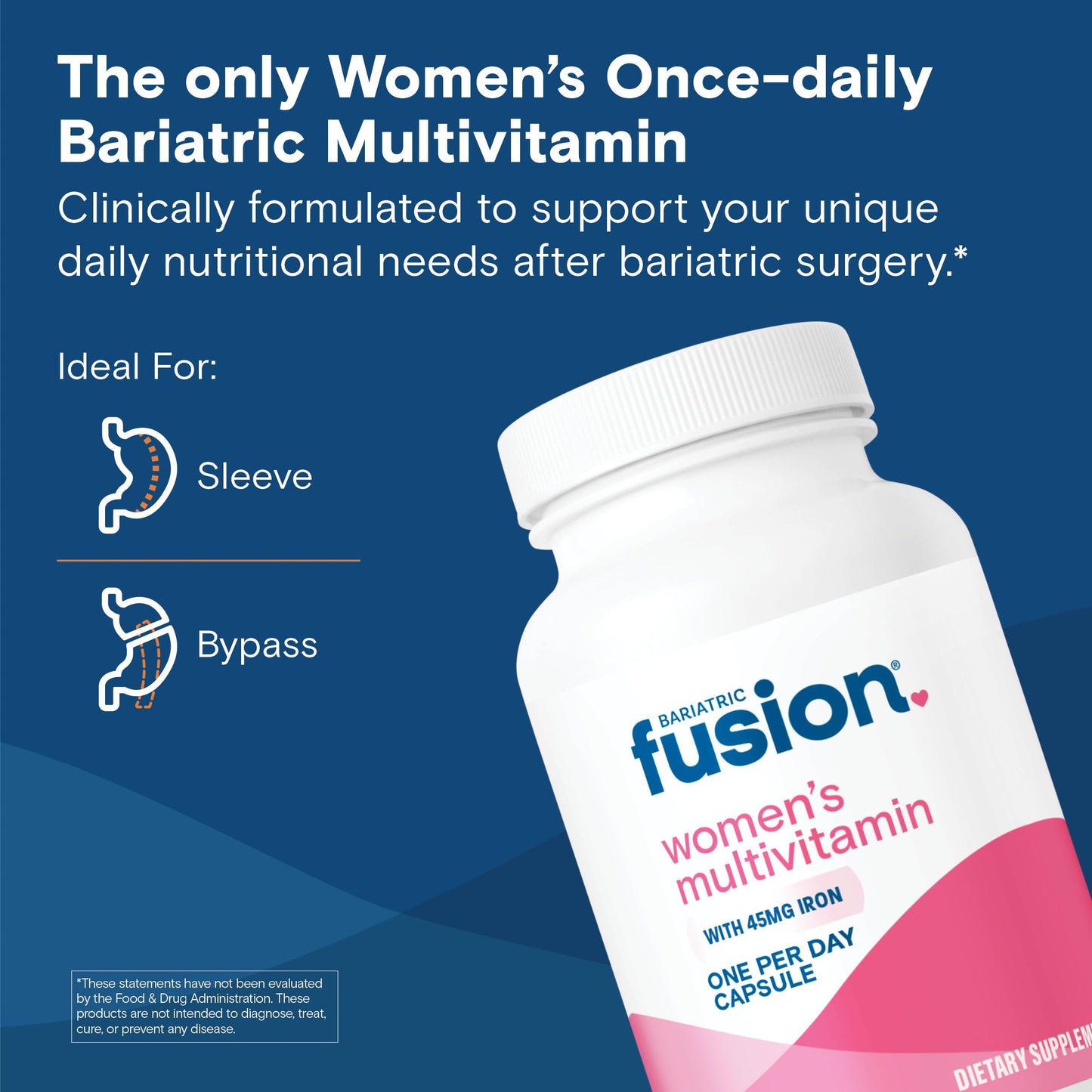 Bariatric Fusion Bariatric Multivitamin with Iron for Women Hair, Skin and Nails Blend for Hair Loss After Bariatric Surgery & GLP-1 Capsules, 30 Count