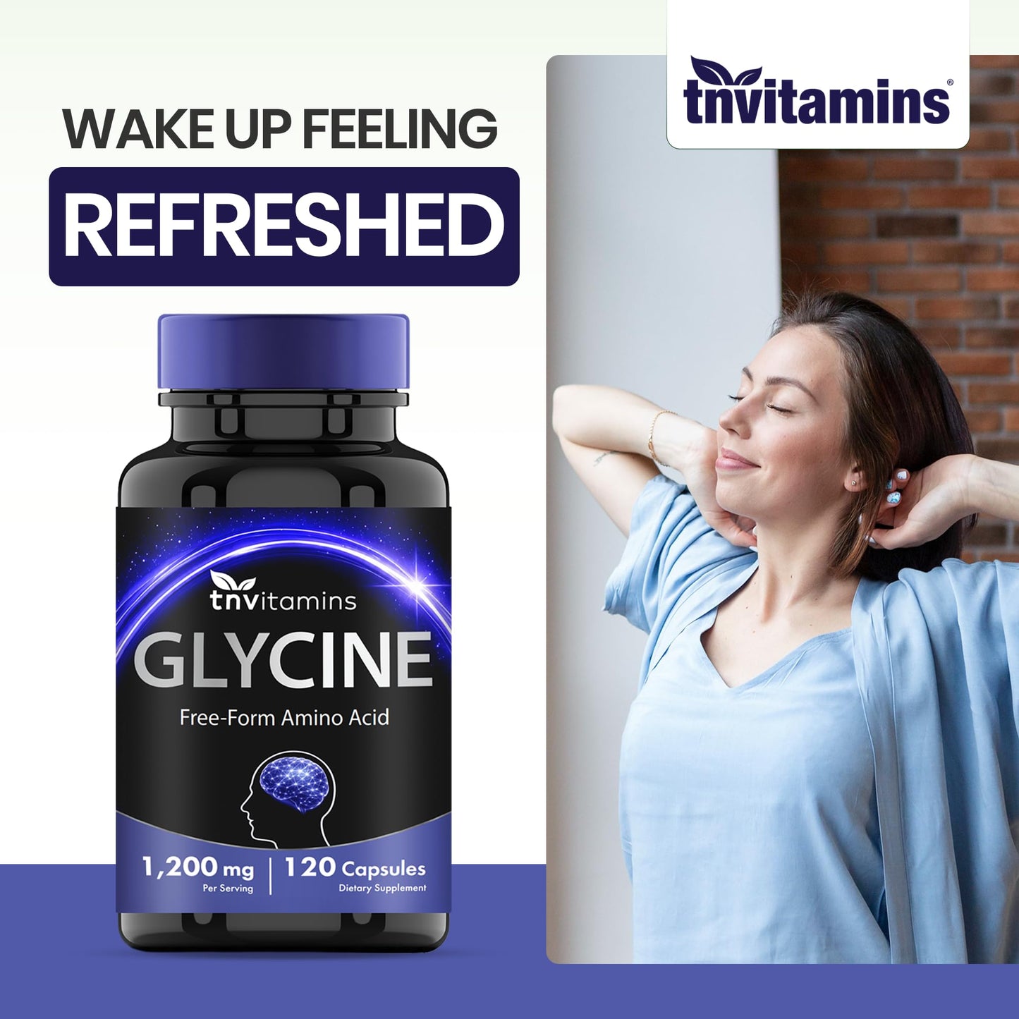 tnvitamins Glycine 1200mg Capsules, 120 Count