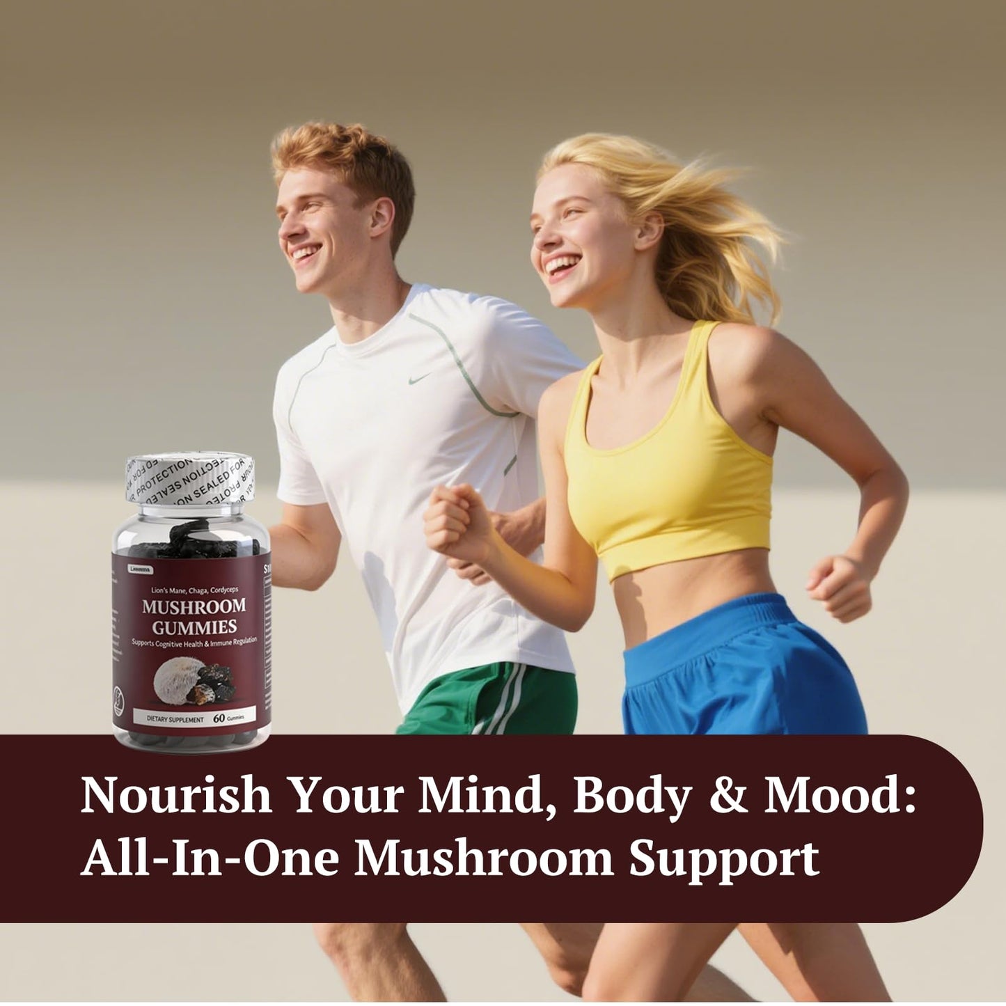 LAVANOVA Effective Mushroom Gummies with Lion’s Mane, Chaga & Cordyceps - Focus, Clarity, Energy & Immune Support - Nootropic Mushroom Supplement for Adults, 60 Gummies