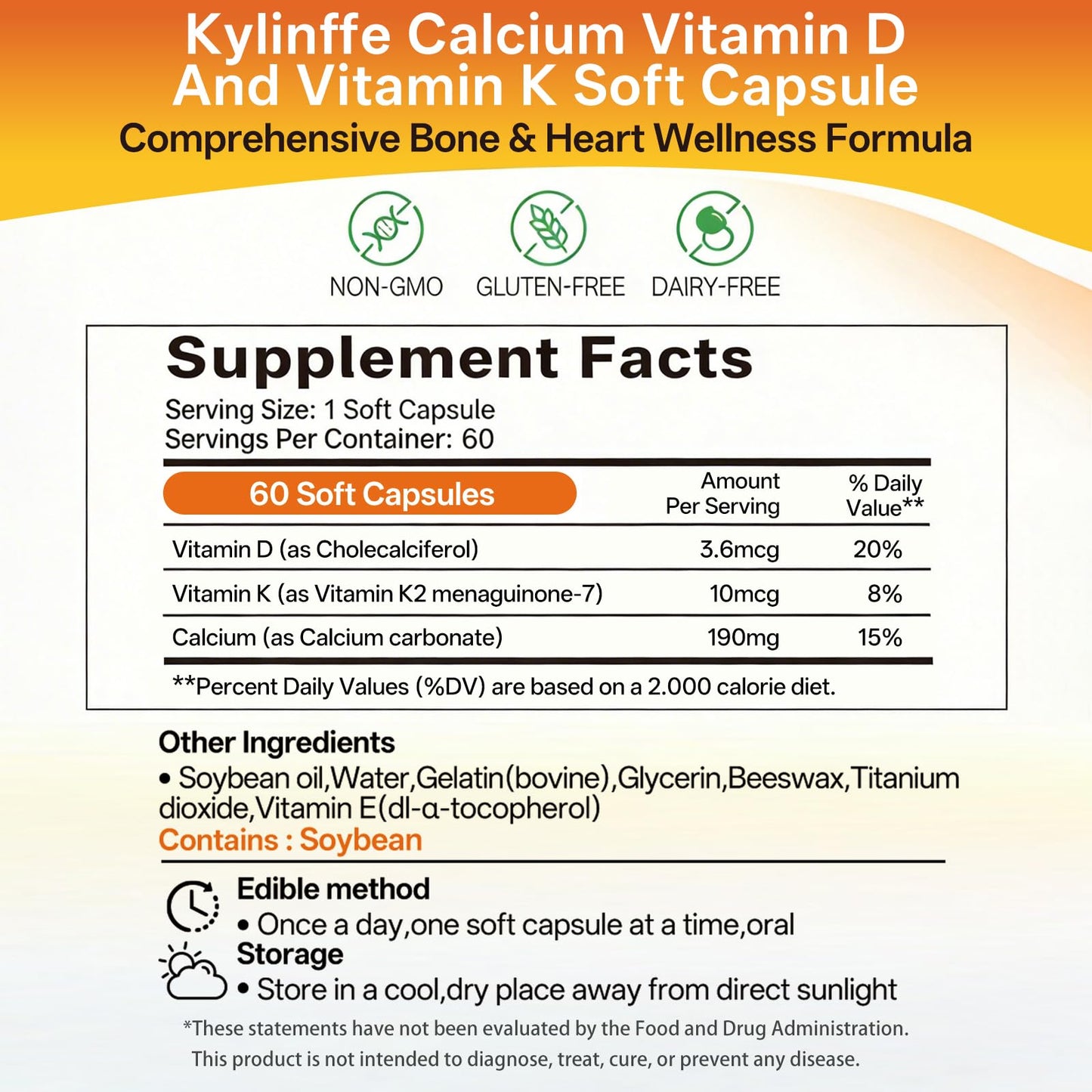 Oopeatol Vitamin D3 K2 with Calcium Supplement, Capsule, 60 Capsules