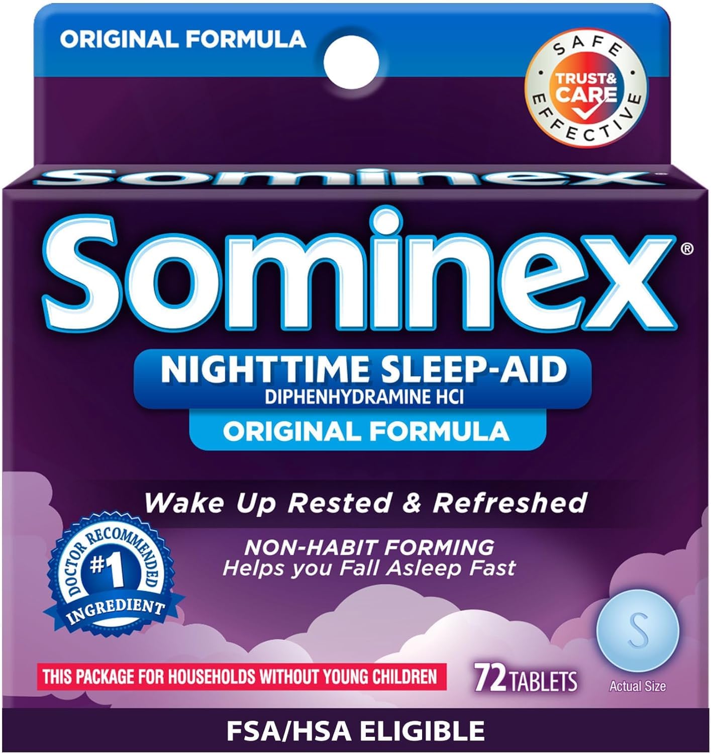 Sominex Original Formula Tablets, 72 Count
