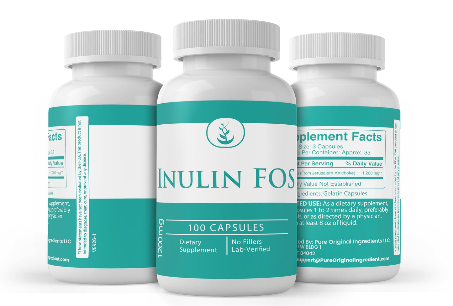 PURE ORIGINAL INGREDIENTS Inulin Capsule 100 Capsules