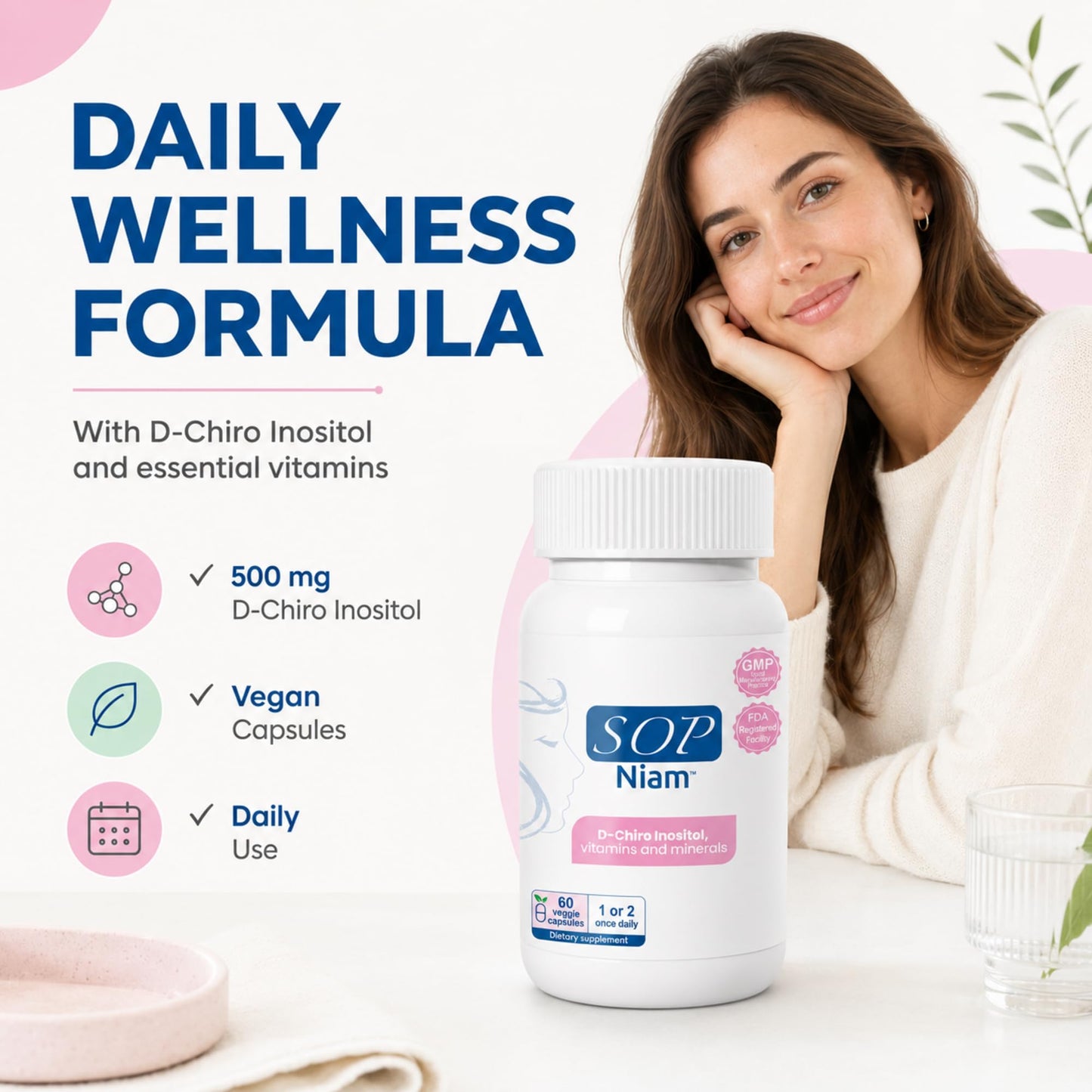 SOP NIAM D-Chiro Inositol Supplement for Women Capsule, 60 Count