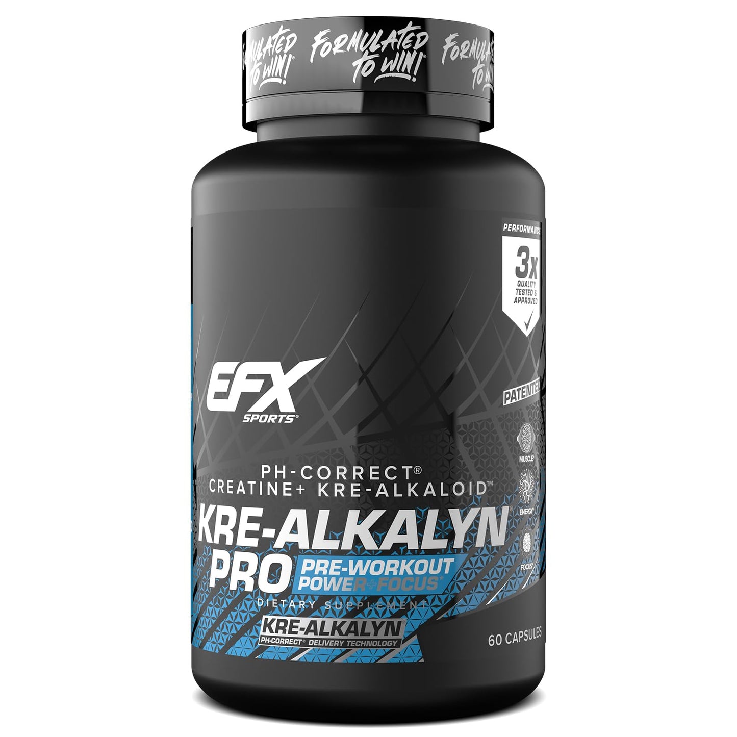 EFX Sports Kre-Alkalyn Pro pH Correct Creatine Monohydrate Capsules, 60 Capsules