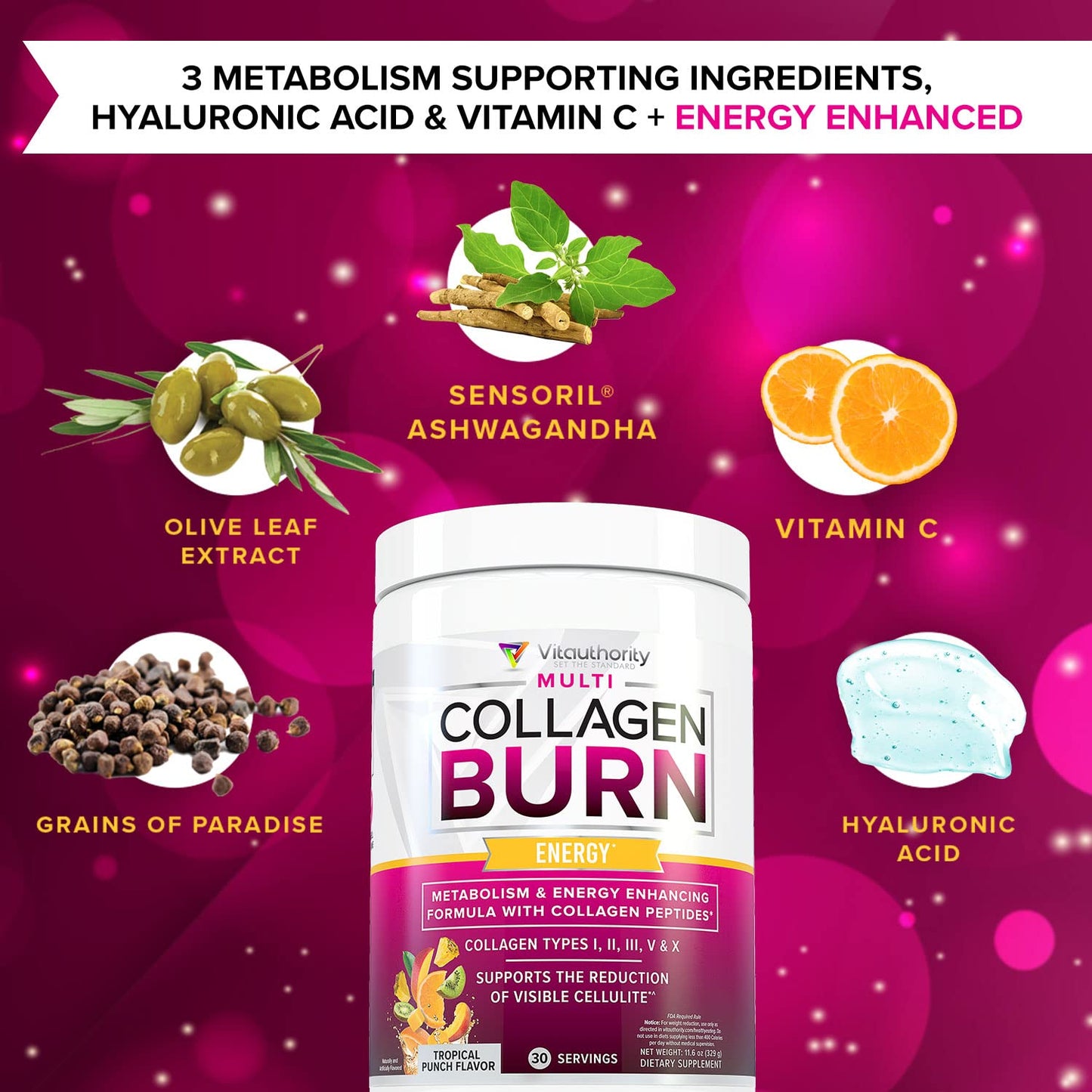 Vitauthority Multi Collagen Burn Powder 11.6 oz