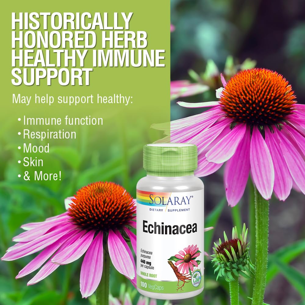 Solaray Echinacea Purpurea Root 440 mg Capsule, 100 Capsules