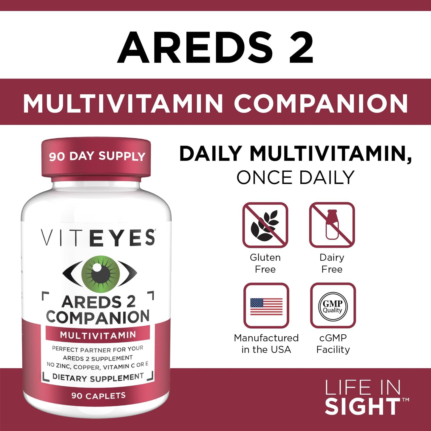 Viteyes Classic AREDS 2 Companion Multivitamin Capsule, 90 Count