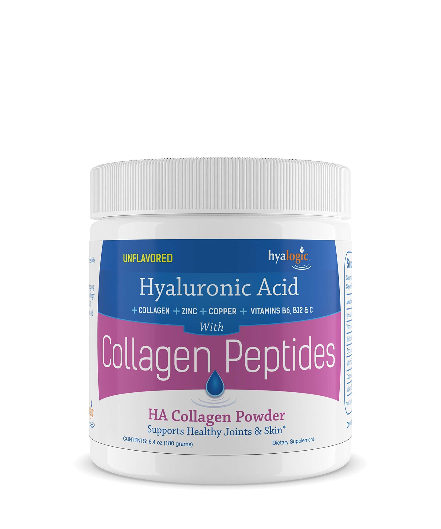 Hyalogic Hyaluronic Acid Collagen Peptides Powder 6.4 oz