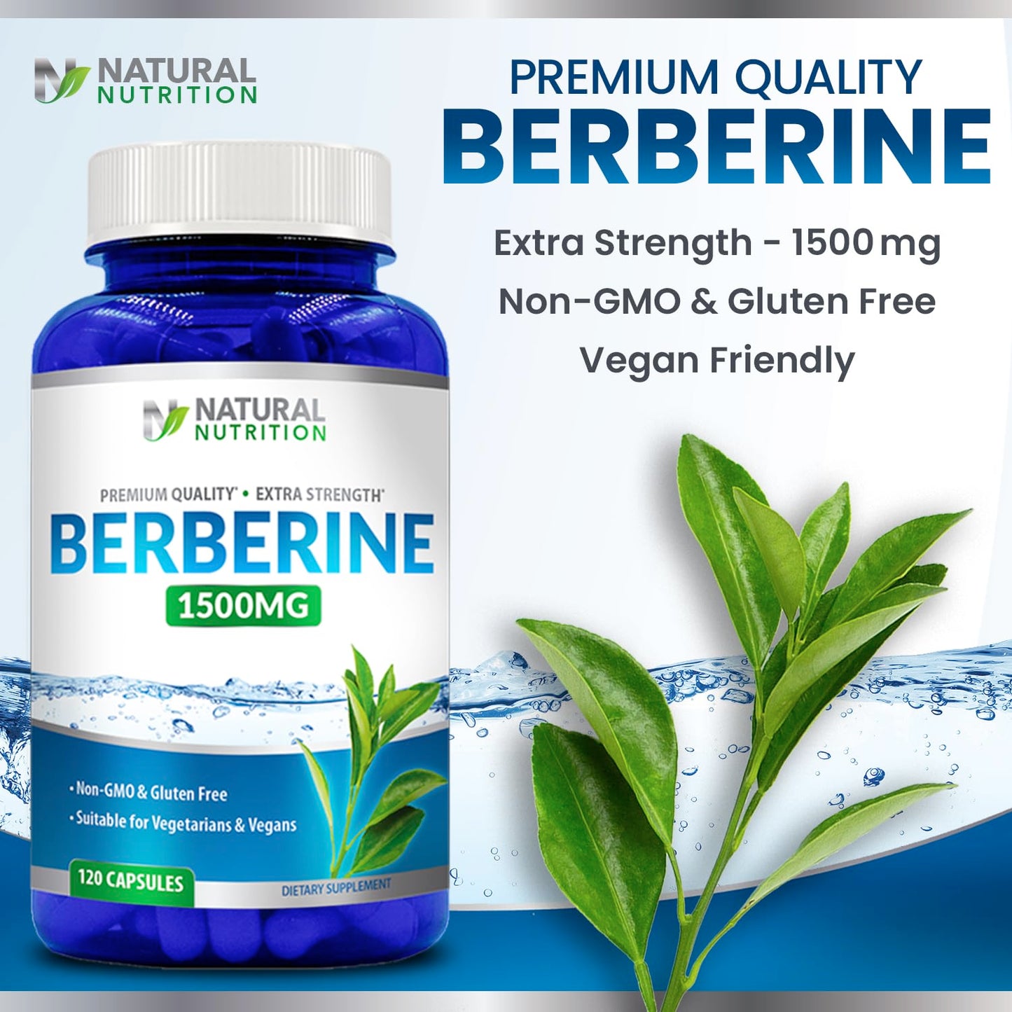 Generic Berberine HCL 1500mg Capsule, 120 Count