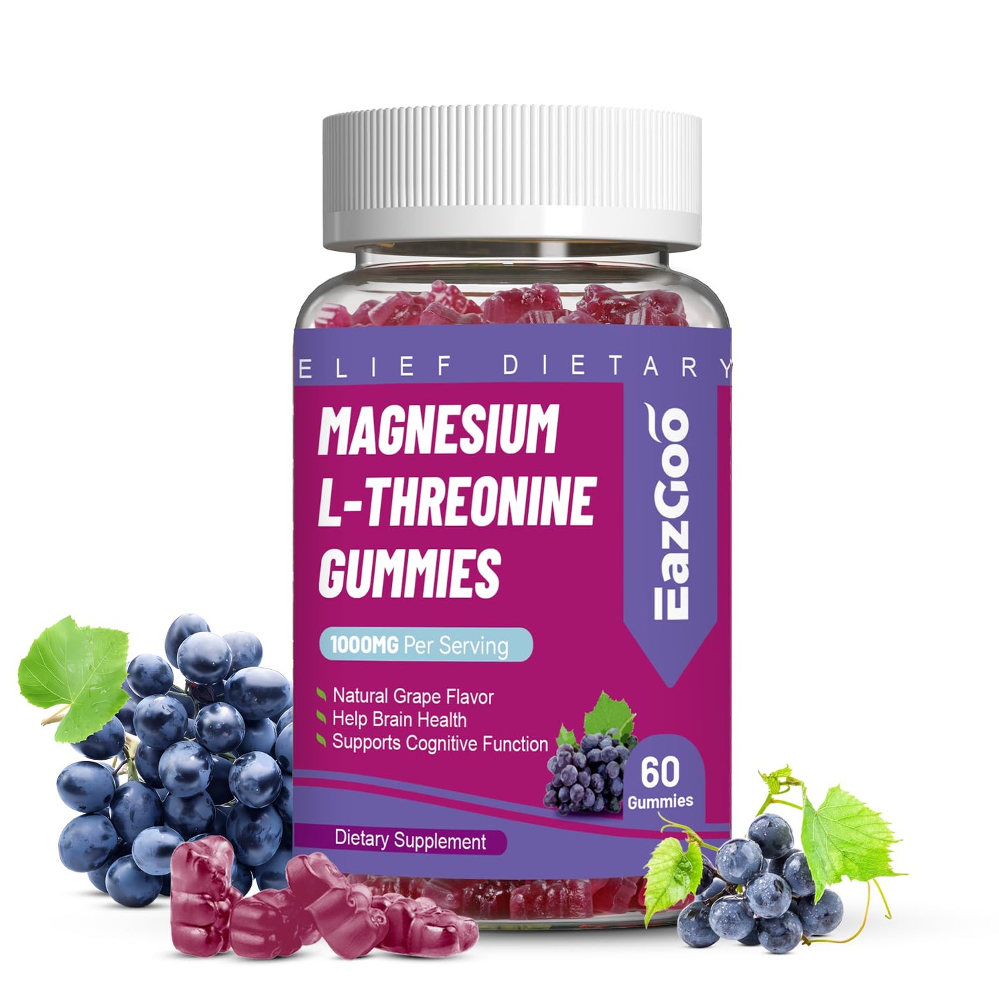 EAZGOO Magnesium Threonine Gummies 1000mg, 60 Count